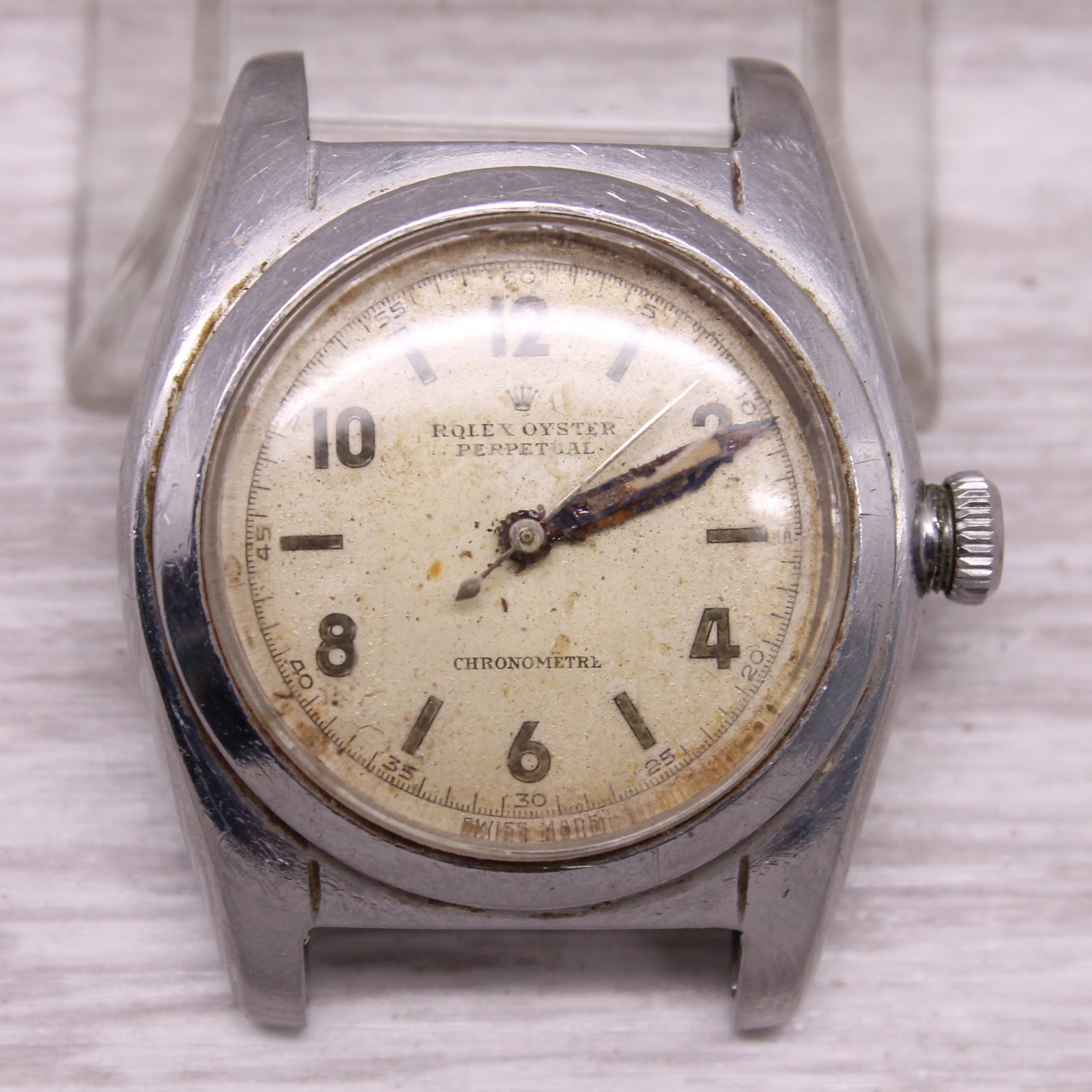 Vintage 1940's Rolex Bubbleback 2940 32mm Steel Automatic Watch Needs Restored