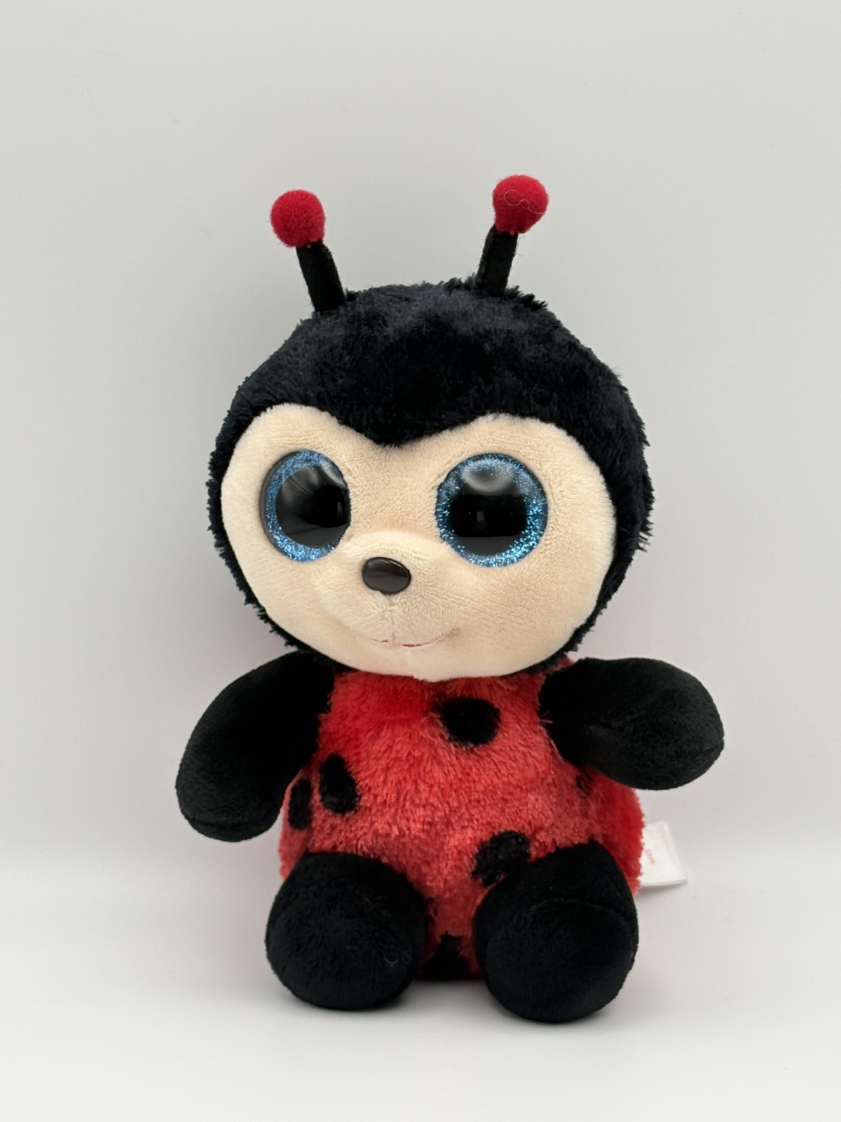 TY Silk Beanie Boos Izzy Ladybug Plush Glitter Blue Eyes Red Black Bug
