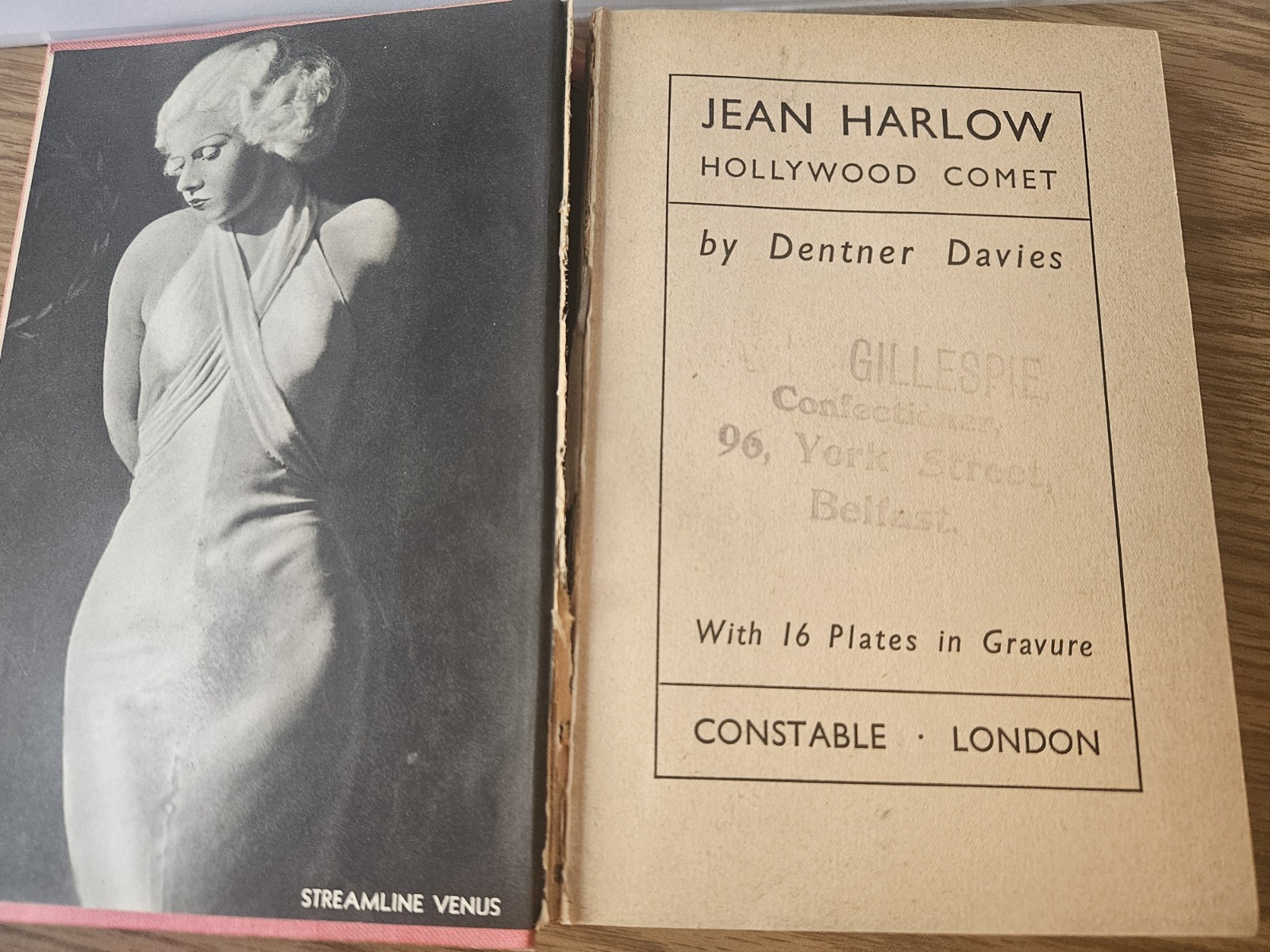 RARE 1937 Jean Harlow 'Hollywood Comet' 1st Printing  Spine Damage 