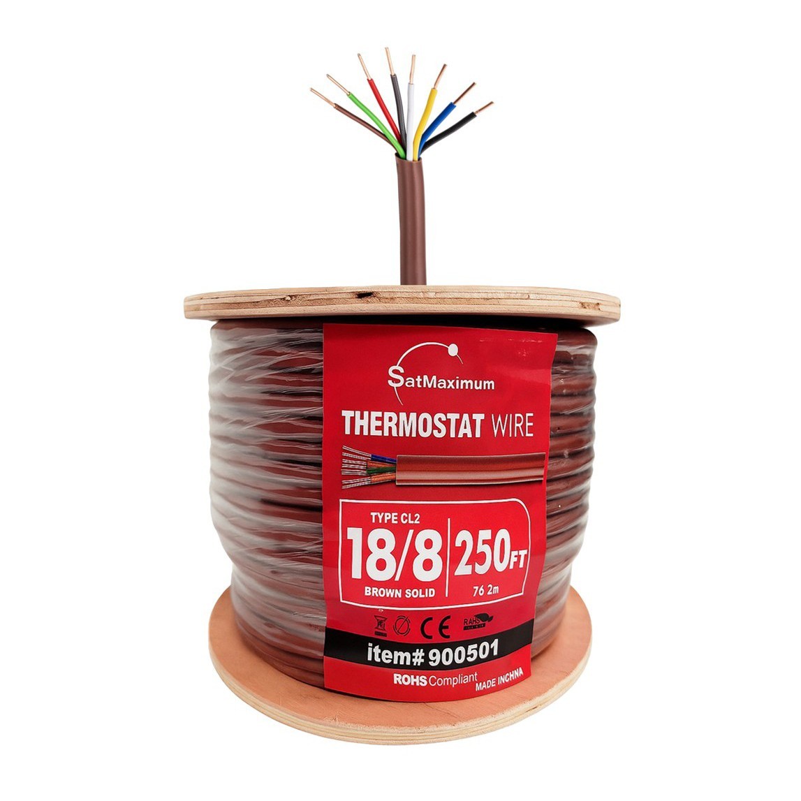 250ft - 18AWG Thermostat Alarm Security HVAC Wire Brown 18/8 CL2 Solid CCA Cable 250ft - 18AWG Thermostat Alarm Security HVAC Wire Brown 18/8 CL2 Solid CCA Cable