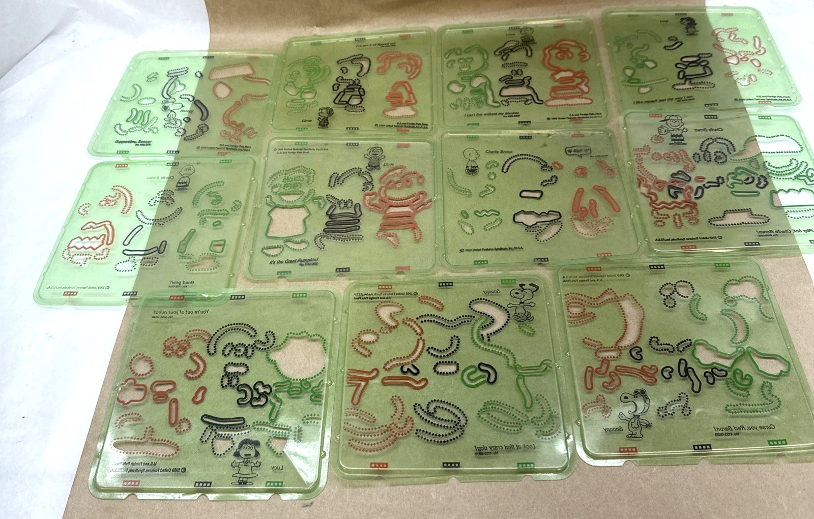 Mattel VTG 1969 Peanuts Snoopy Charlie Brown Picture Maker Stencils set of 11 Mattel VTG 1969 Peanuts Snoopy Charlie Brown Picture Maker Stencils set of 11