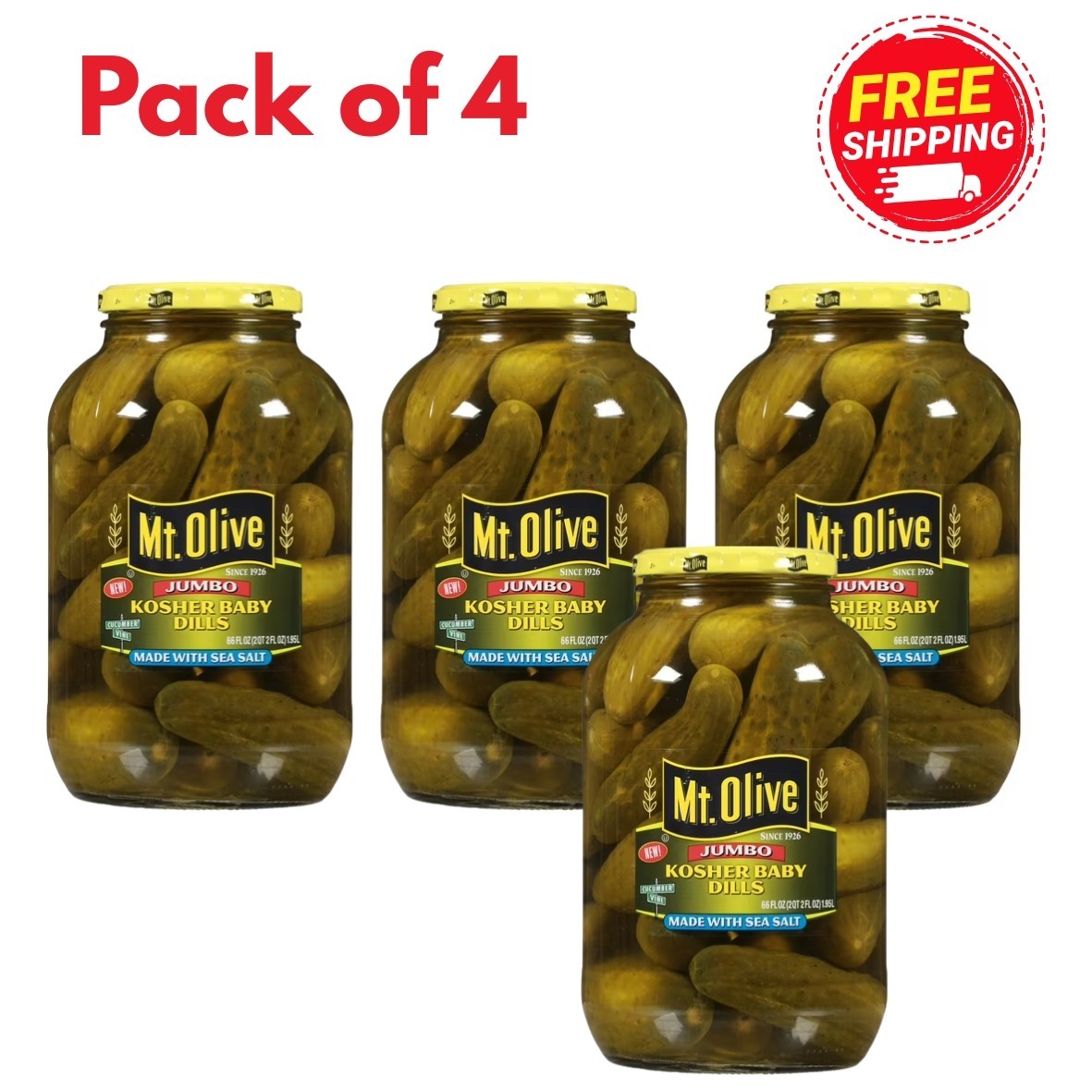 (4 pack) Mt. Olive Kosher Baby Dill Jumbo Pickles - 66 fl oz