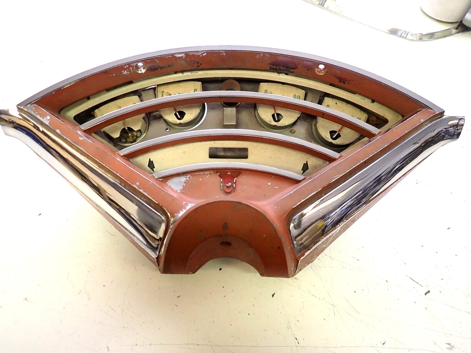 1955 1956 Mercury Dash Panel Very Nice Original Chrome + Gauges # FDK-10880-B 1955 1956 Mercury Dash Panel Very Nice Original Chrome + Gauges # FDK-10880-B