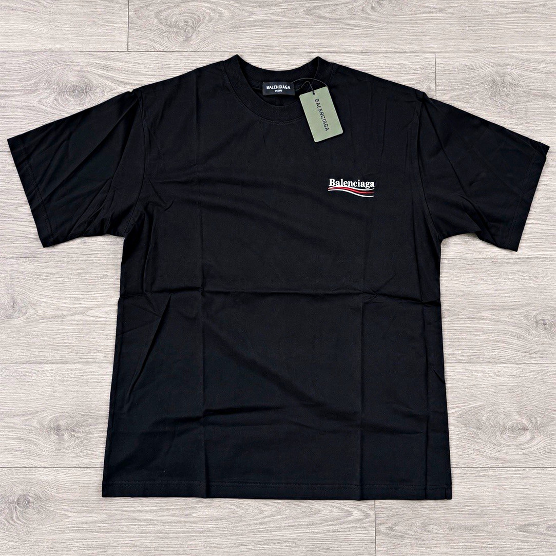 Balenciaga Men\'s Black Logo Graphic Print Crew Neck Short Sleeve T-Shirt L NWT Balenciaga Men\'s Black Logo Graphic Print Crew Neck Short Sleeve T-Shirt L NWT