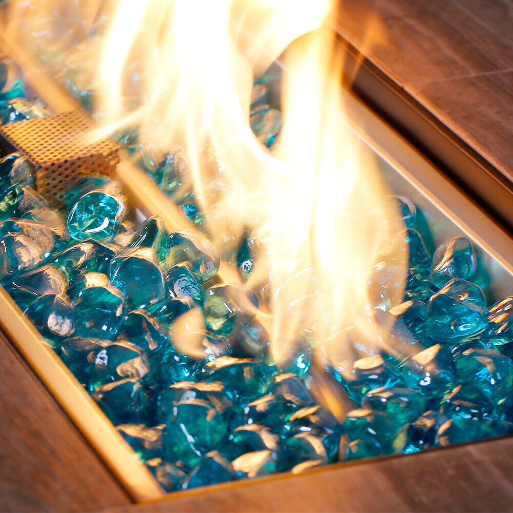 Sparkling Blue Fire Glass 15 Pounds Reflective Fire Glass for Firepit 3/4” US Ne