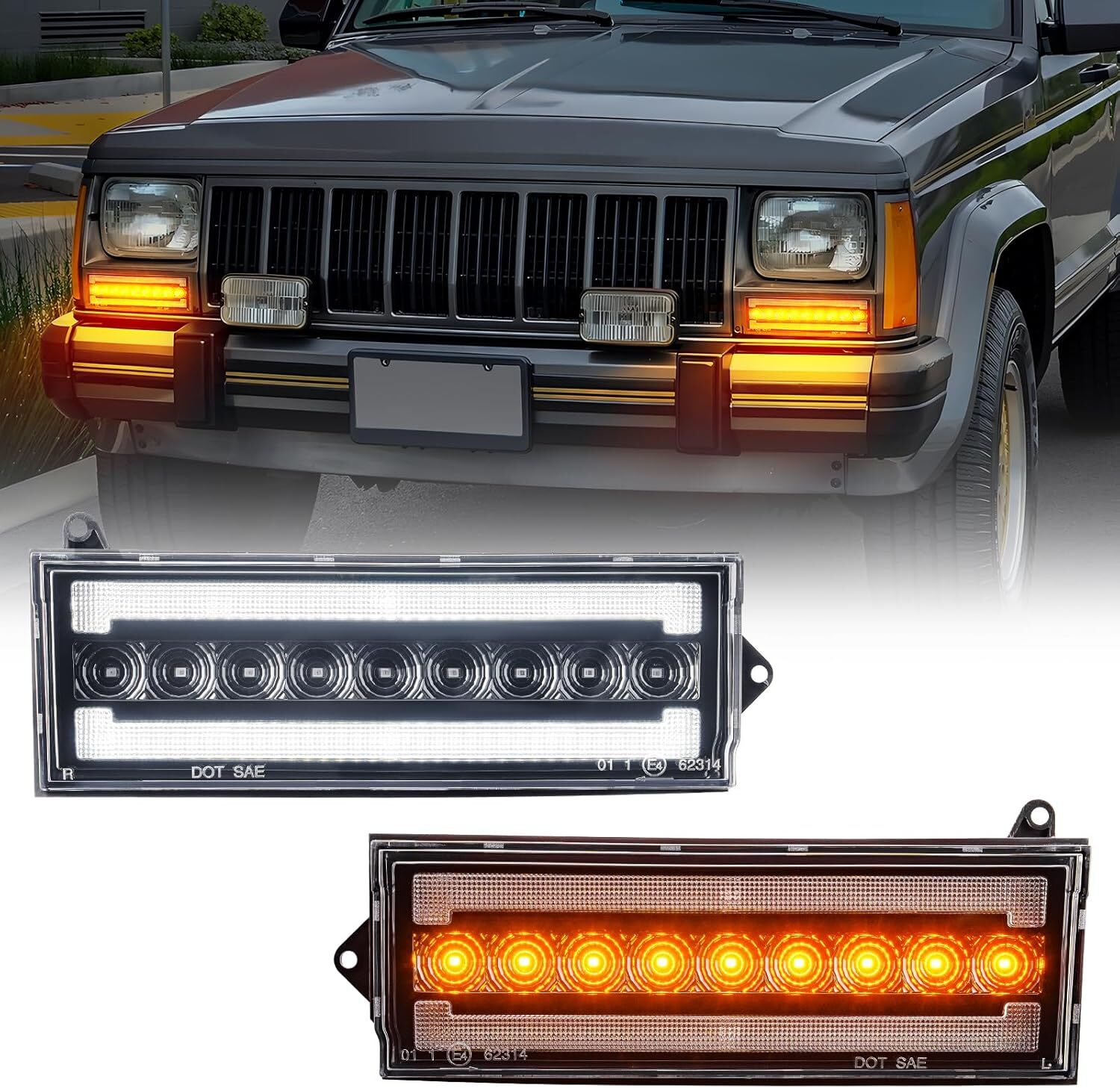 LED Turn Signal DRL Parking Corner Light for 1984-1996 Jeep Cherokee XJ Wagoneer LED Turn Signal DRL Parking Corner Light for 1984-1996 Jeep Cherokee XJ Wagoneer