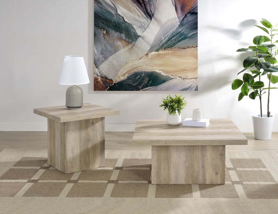 2 PC. DISTRESSED PINE COFFEE COCKTAIL AND END TABLE LIVING ROOM FURNITURE SET