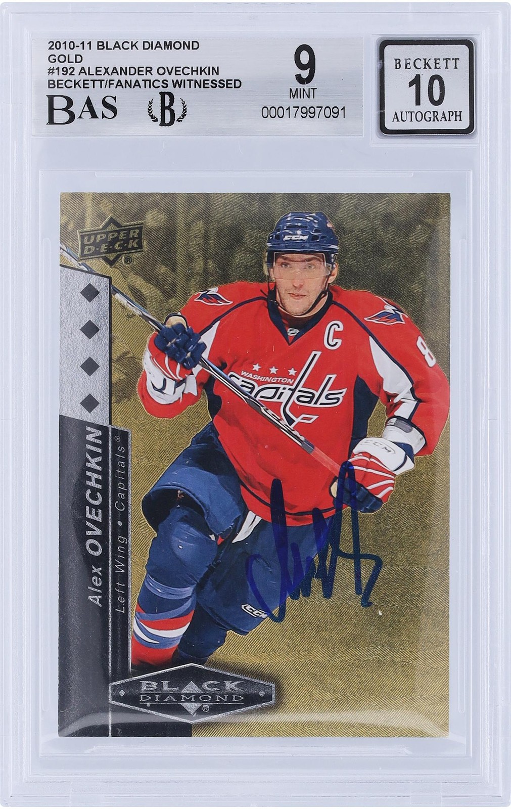 Alexander Ovechkin Capitals Signed 2010-11 Upper Deck #192 #10/10 BAS 9/10 Card