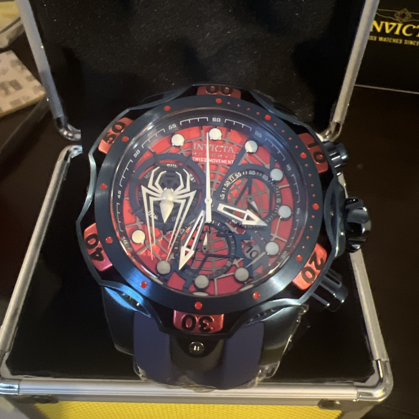 Invicta Reserve Venom Marvell Spiderman 54mm Swiss Ronda Chronograph RARE 50715