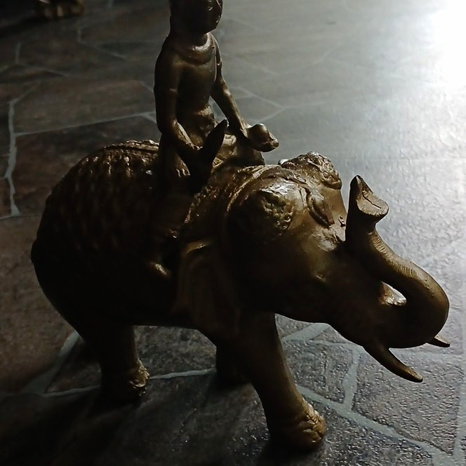 Vintage Cast/Bronze Depicting The Hindu Deity India Riding His Elephant Mount. Vintage Cast/Bronze Depicting The Hindu Deity India Riding His Elephant Mount.