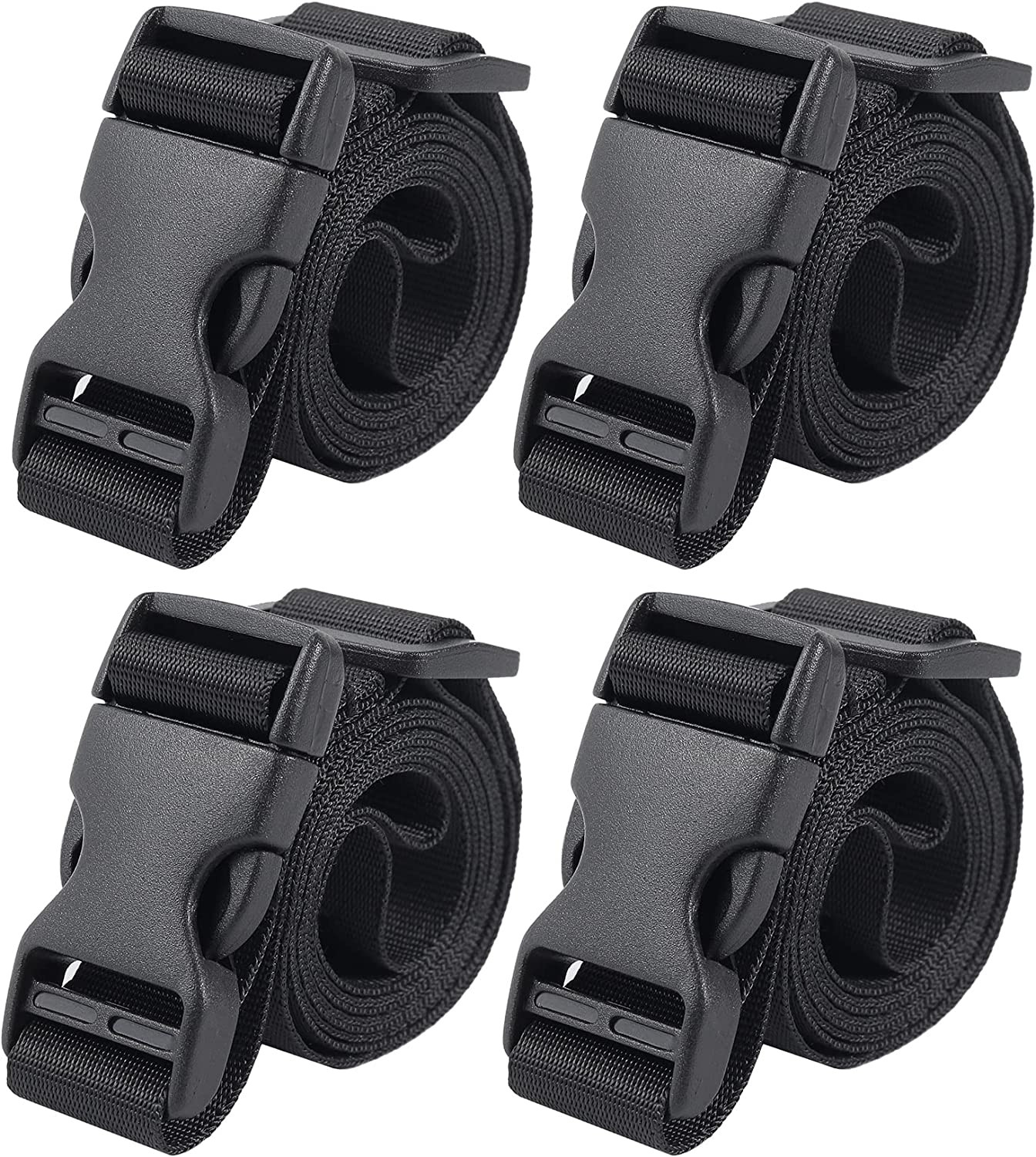 4 Pack 1X48 Inch Adjustable Utility Straps with Quick Release Buckle for Hiking