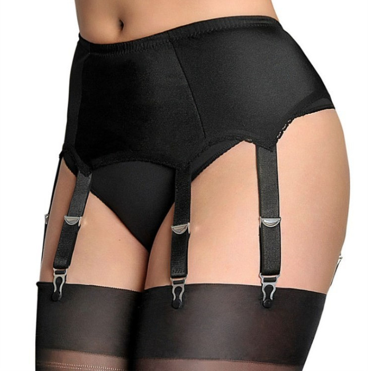 New lace high-waisted 6-hook adjustable metal buckle plus-size garter belt New lace high-waisted 6-hook adjustable metal buckle plus-size garter belt