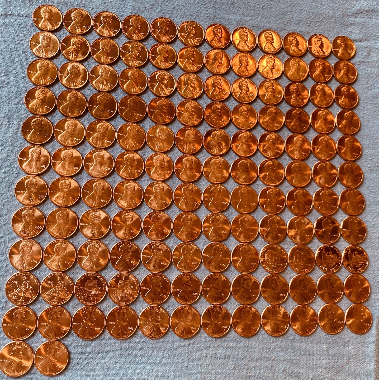 Lincoln Memorial & Shield Cents BU - Set Of 144 Coins-1959 - 2025 P/D; & 68S-74S Lincoln Memorial & Shield Cents BU - Set Of 144 Coins-1959 - 2025 P/D; & 68S-74S