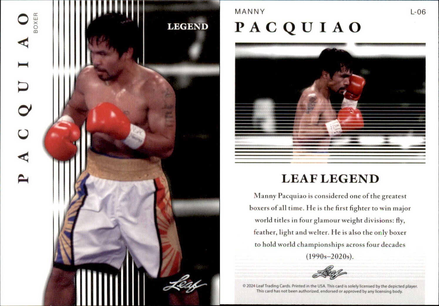 2024 Leaf LEGEND MANNY PACQUIAO #L-06 2024 Leaf LEGEND MANNY PACQUIAO #L-06
