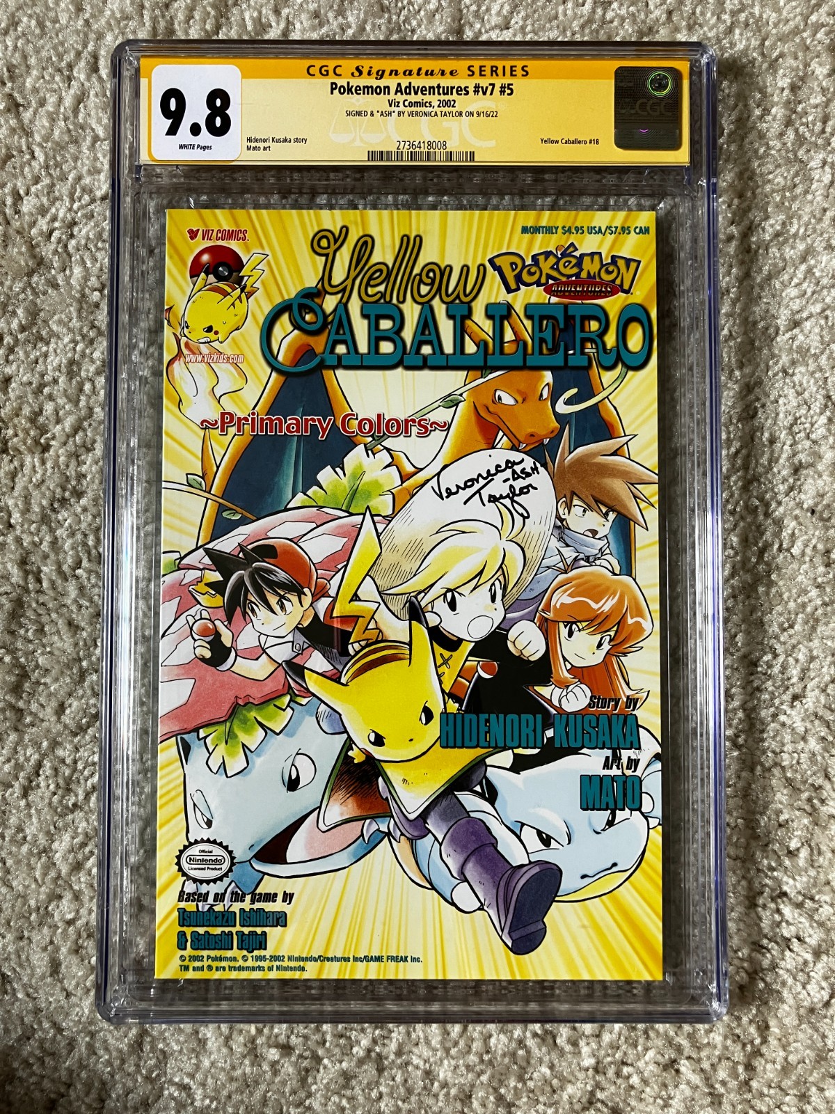 POKEMON yellow caballero 2002 #18 VIZ MEDIA comic veronica taylor signed CGC 9.8 POKEMON yellow caballero 2002 #18 VIZ MEDIA comic veronica taylor signed CGC 9.8