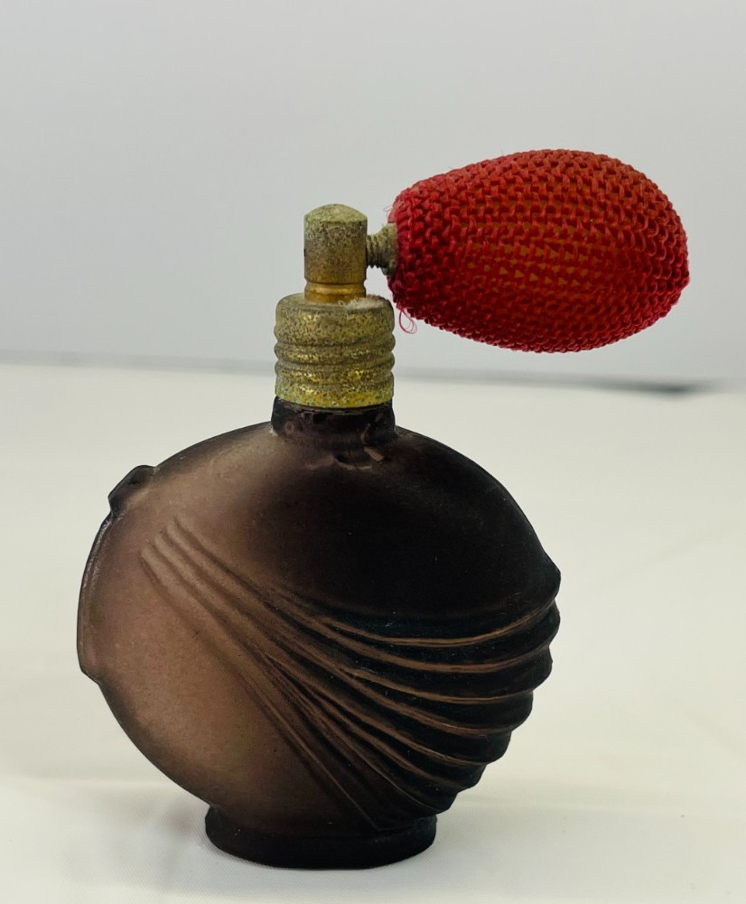 Antique 1920\'s Glass Perfume Bottle Atomizer Blackberry Glass