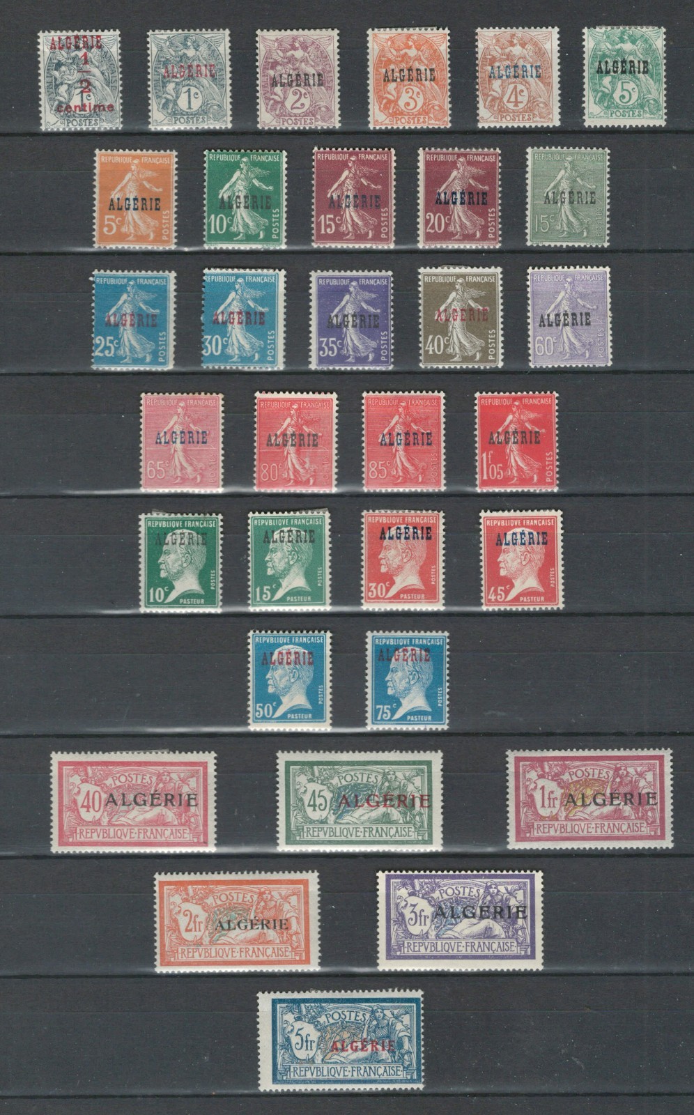ALGERIA FRENCH COLONIES SEMEUSES, MERSON OVERPRINTED MH SET LOT(ALGER 521) ALGERIA FRENCH COLONIES SEMEUSES, MERSON OVERPRINTED MH SET LOT(ALGER 521)
