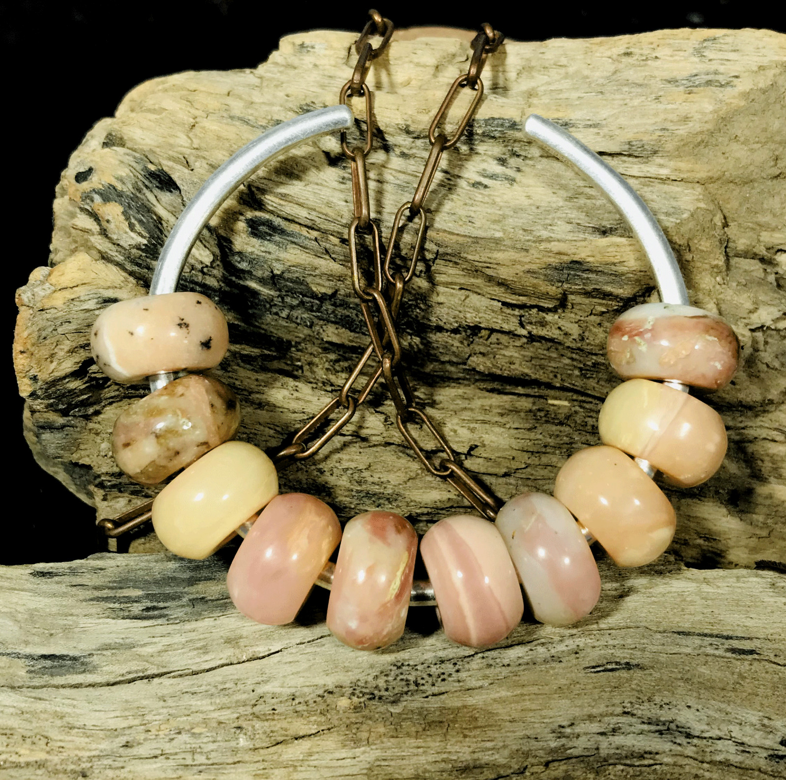 10Pcs. Pink Bio Opal Gemstone 5M Big Hole Beads Large Beads Fit In All Bracelets