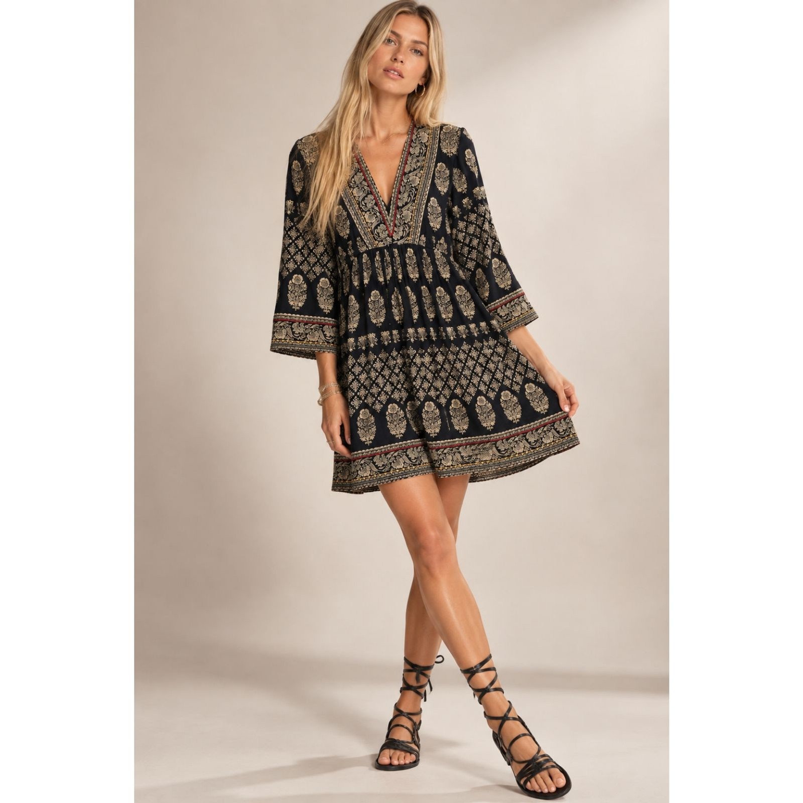 Maeve By Anthropologie Avalon Black/Gold Embroidered Mini Dress Size Small Maeve By Anthropologie Avalon Black/Gold Embroidered Mini Dress Size Small