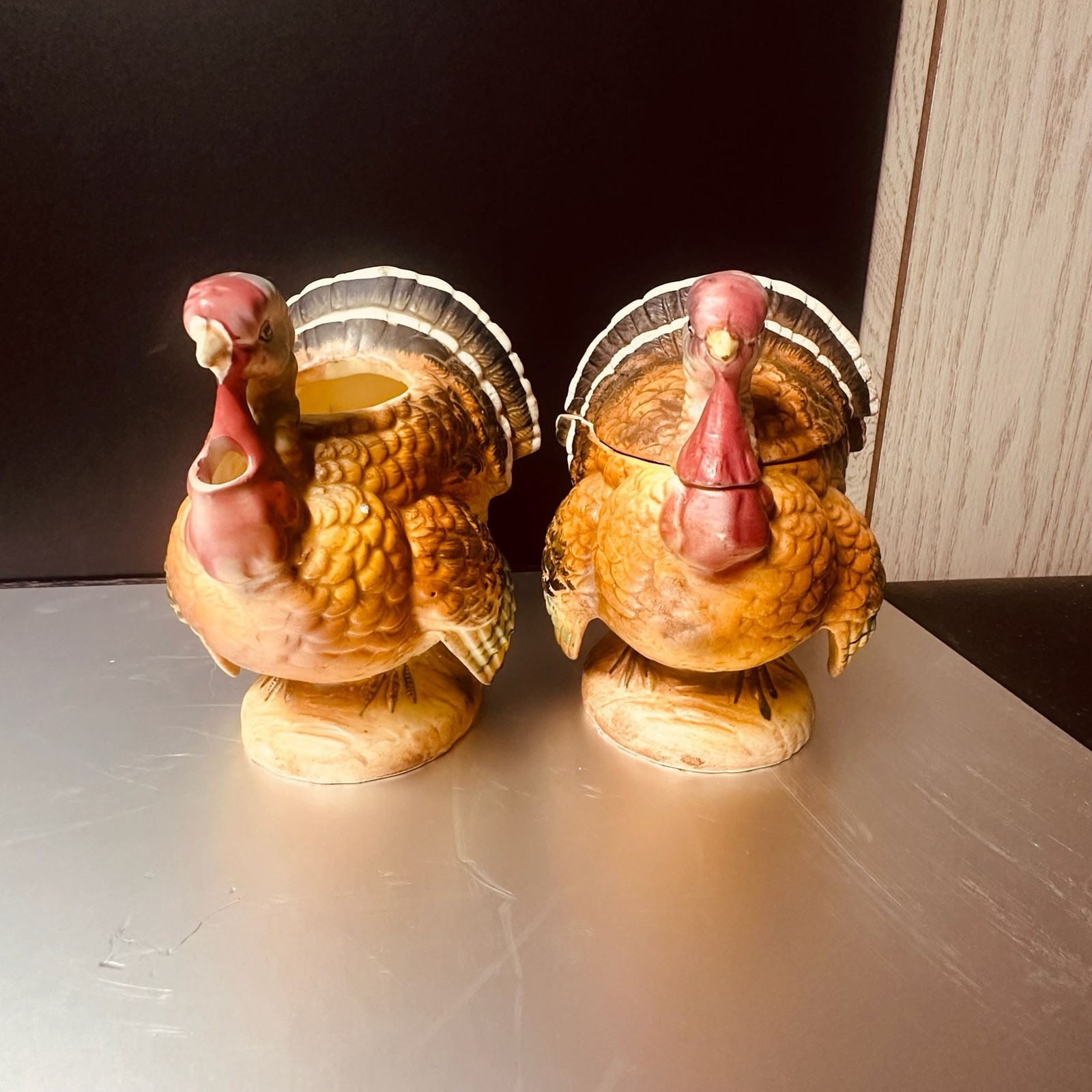 Vintage Napcoware Thanksgiving Turkey Ceramic Creamer And Sugar Bowl Set Vintage Napcoware Thanksgiving Turkey Ceramic Creamer And Sugar Bowl Set