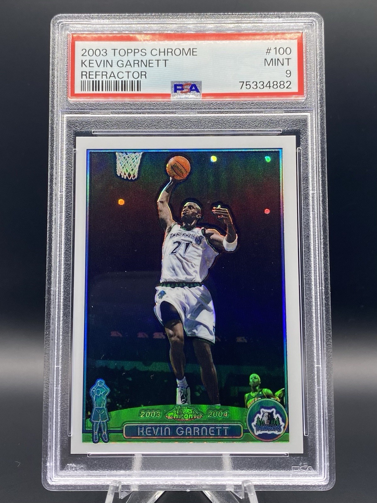 2003 Topps Chrome Refractor #100 Kevin Garnett PSA 9 Timberwolves Celtics HOF 2003 Topps Chrome Refractor #100 Kevin Garnett PSA 9 Timberwolves Celtics HOF