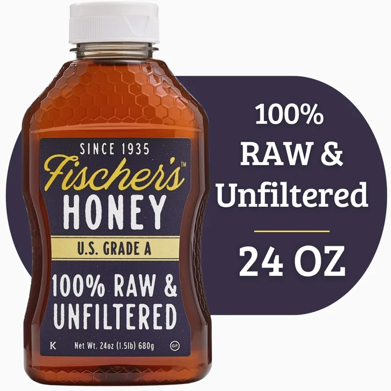Fischers Honey, 24oz Raw and Unfiltered, Local 100% US Grade Squeeze Bottle New Fischers Honey, 24oz Raw and Unfiltered, Local 100% US Grade Squeeze Bottle New