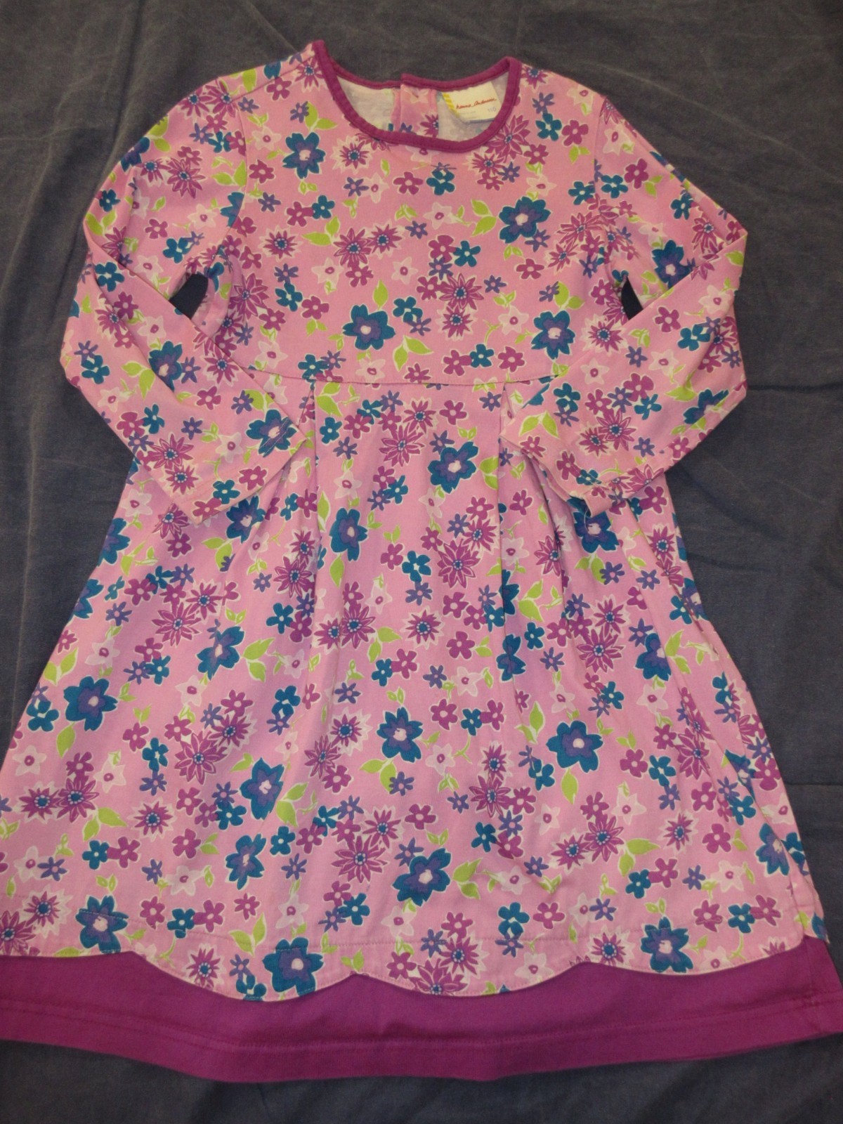 Vintage Made in USA Girls HANNA ANDERSSON Dress - Sz 110 or 5 - Purple FLORAL