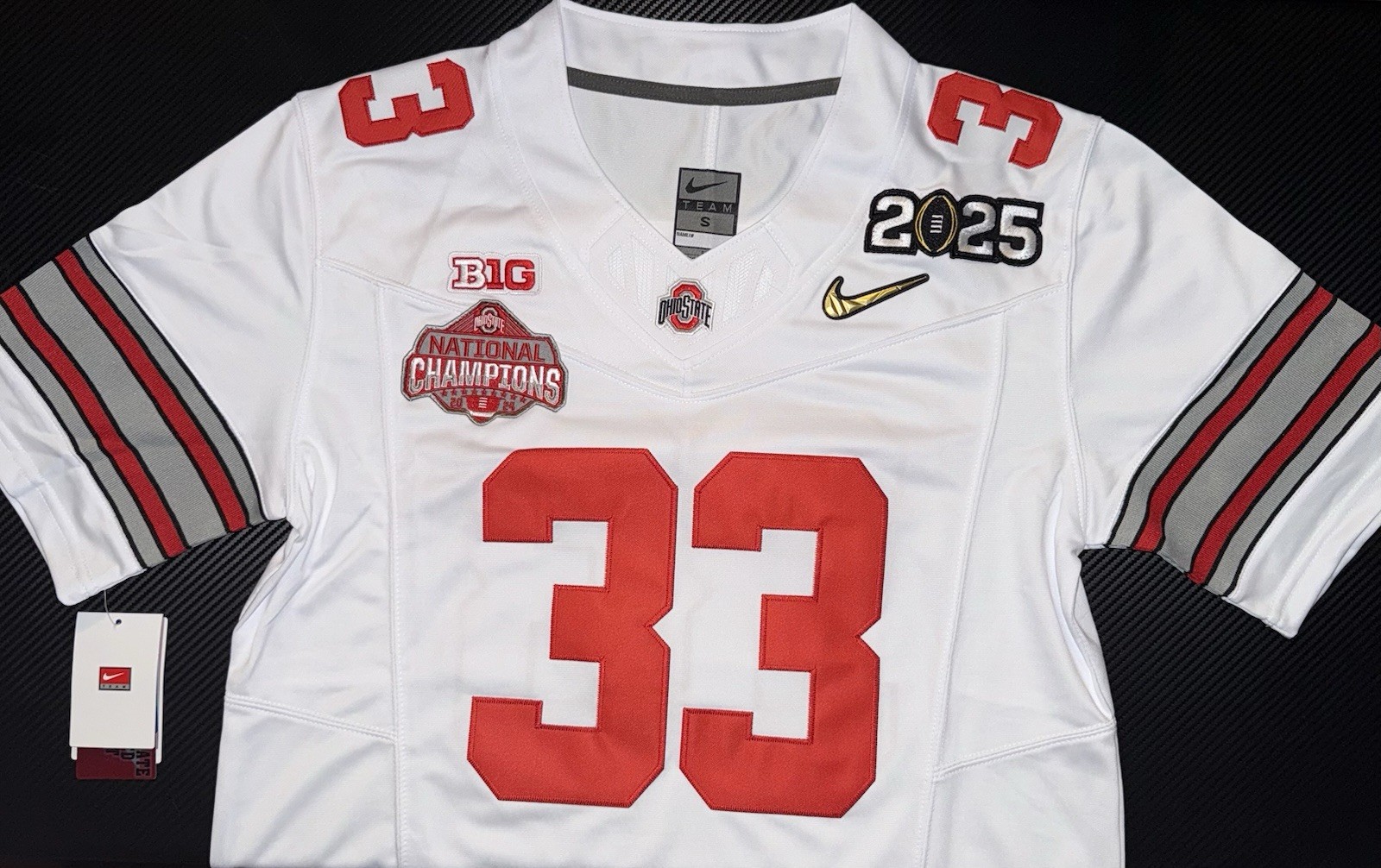 Jack Sawyer Ohio State National Championship Gold OSU 33 White Jersey Buckeyes