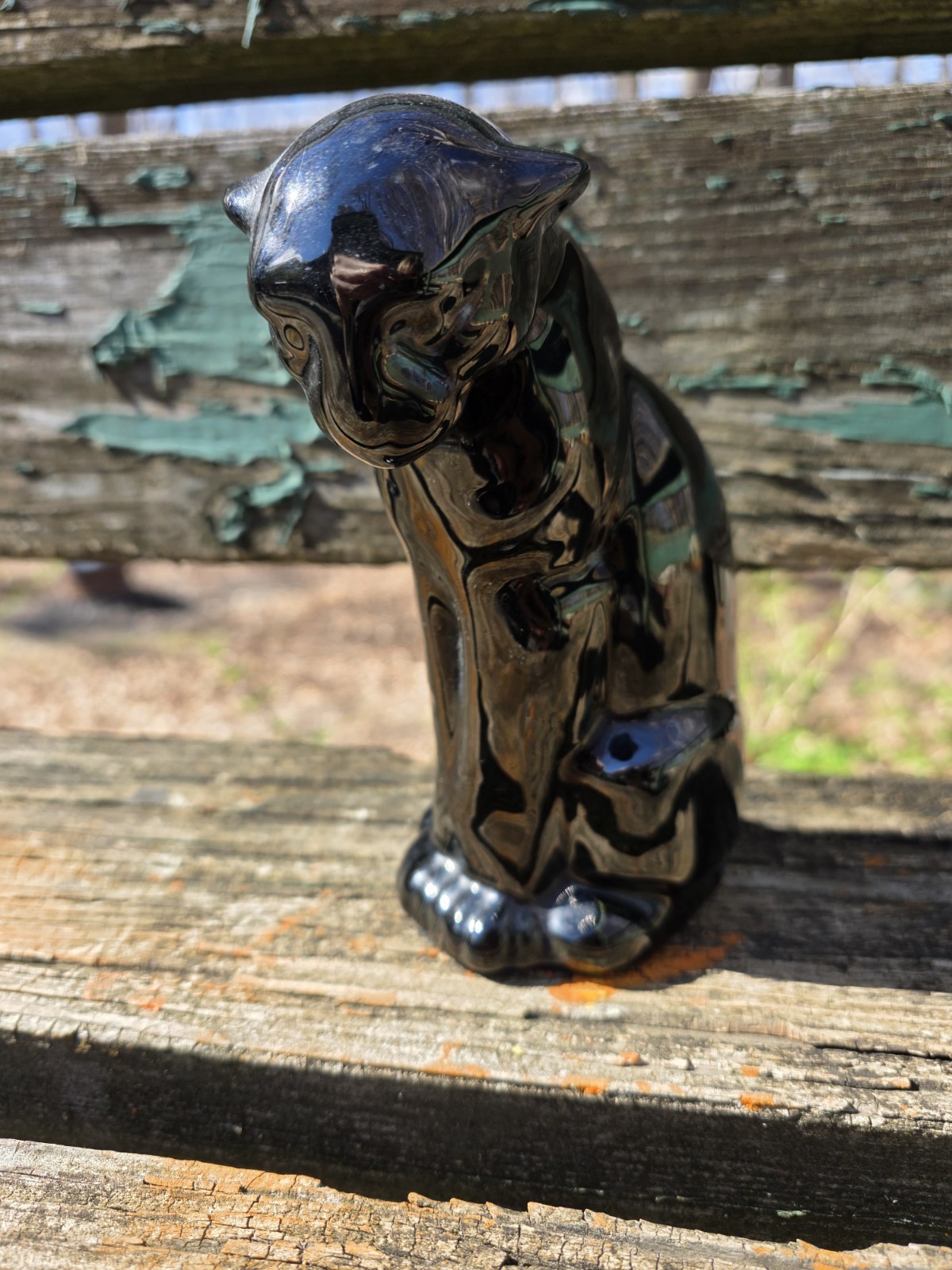 FRANKOMA Pottery Sitting Black Cat / Panther #114, ONYX GLAZE FRANKOMA Pottery Sitting Black Cat / Panther #114, ONYX GLAZE