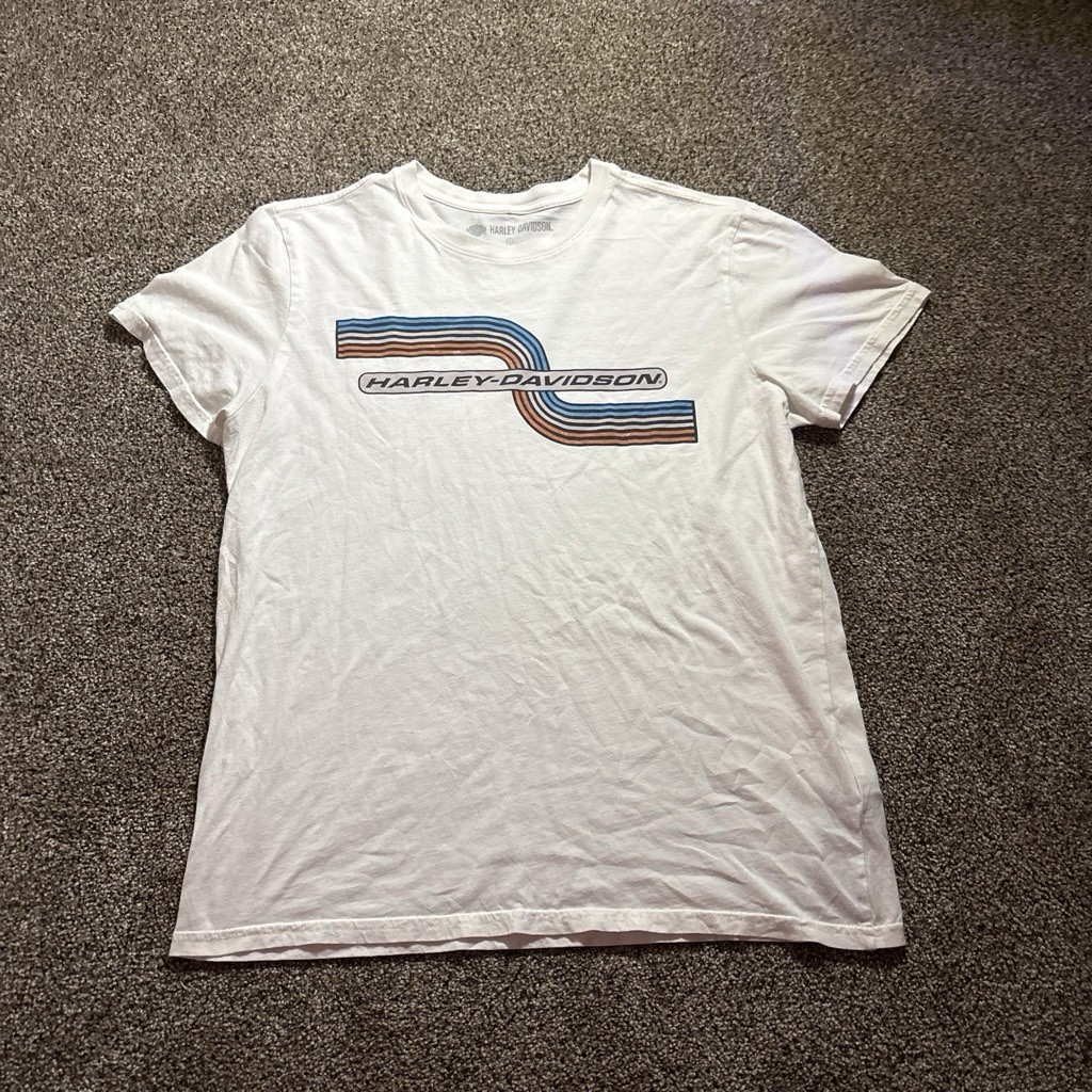 Harley-Davidson White Graphic Logo T-Shirt Made in Mexico Size L