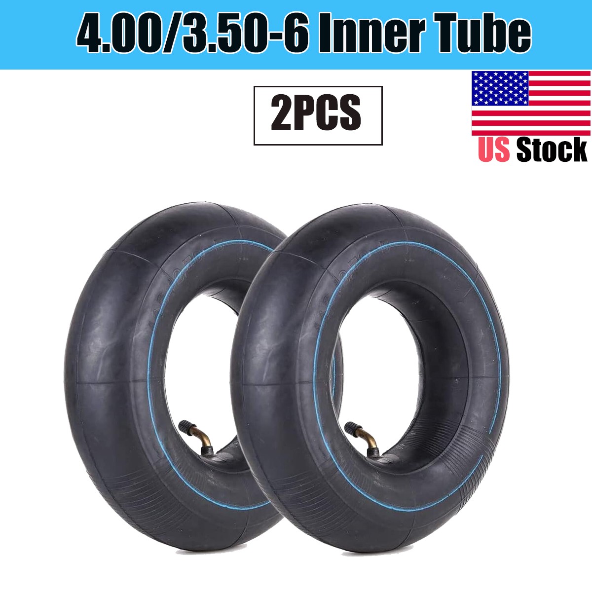 Pair 4.10/3.50-6 Inner Tube 4.00-6 4.10-6 145/70-6 TR87 Valve for Lawn Mower