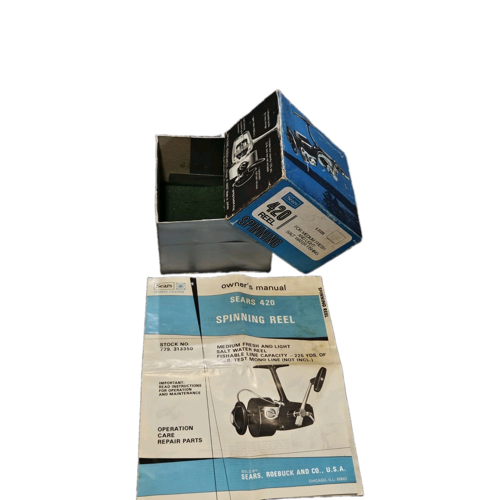 Vintage Sears 420 Spinning Reel Original Box And Owners Manual Only ( No Reel) Vintage Sears 420 Spinning Reel Original Box And Owners Manual Only ( No Reel)