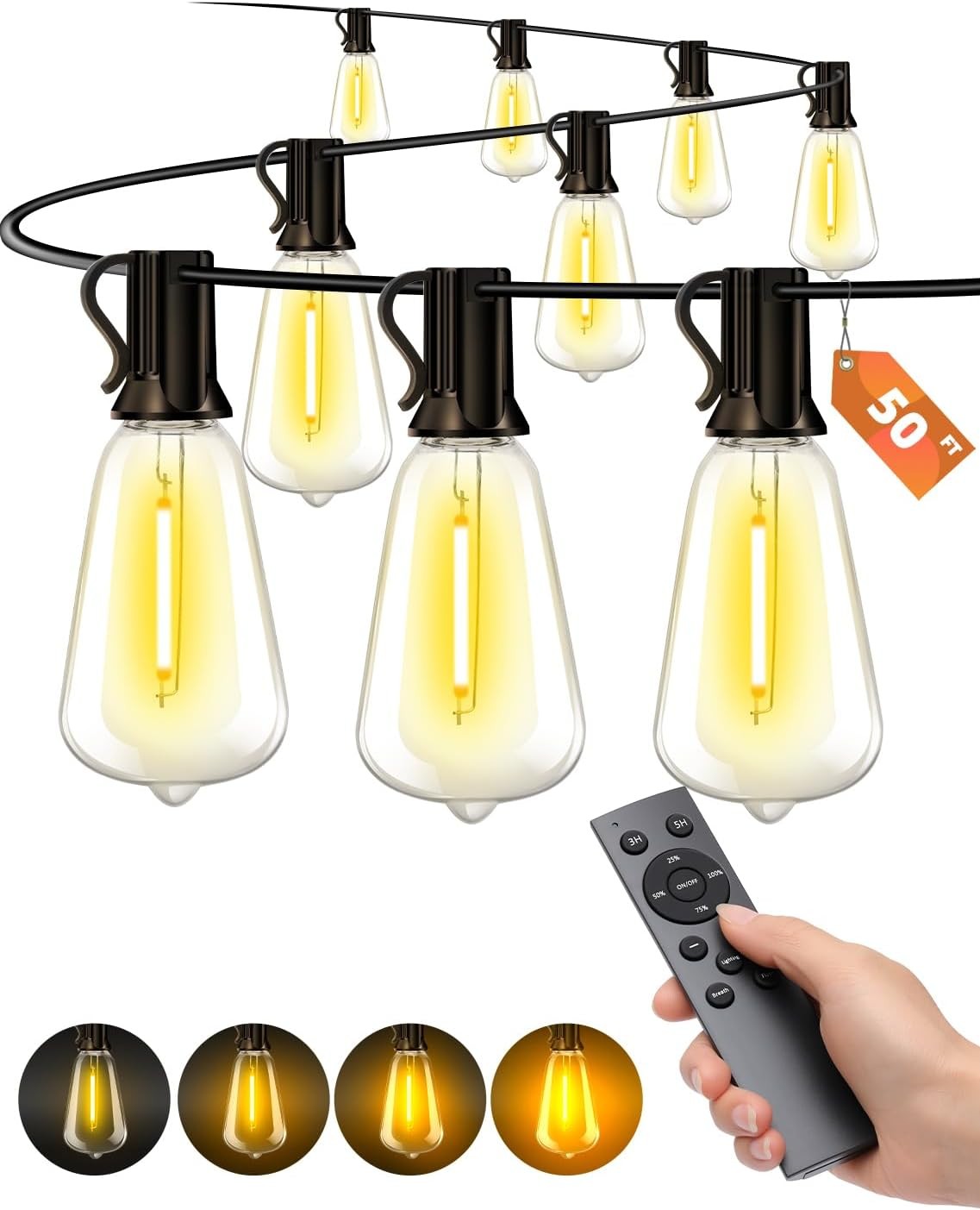 50FT Outdoor String Lights for Patio Waterproof Connectable ST38 LED Light Strin 50FT Outdoor String Lights for Patio Waterproof Connectable ST38 LED Light Strin