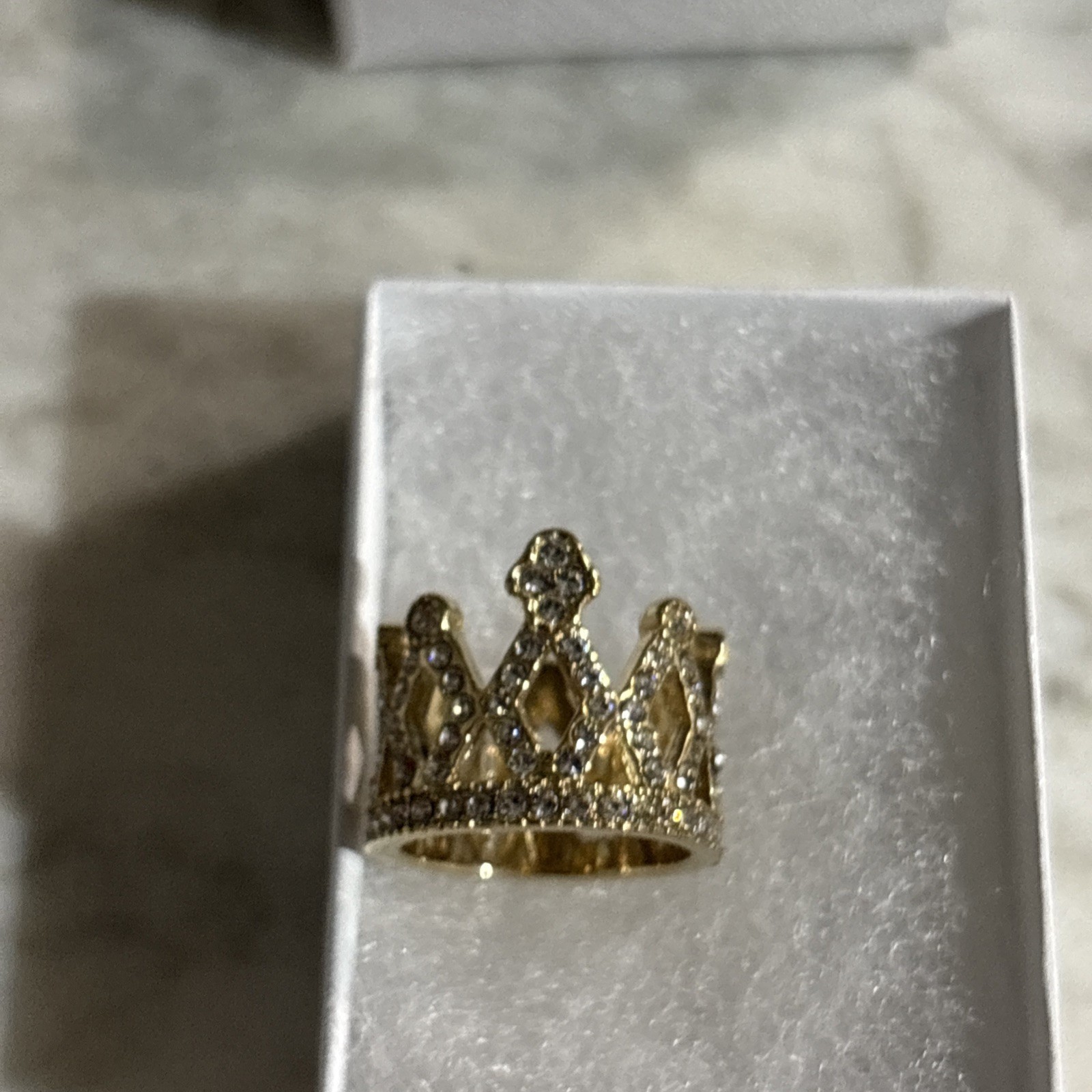 14 K Gold Played White Sapphire Regal Crown Ring 14 K Gold Played White Sapphire Regal Crown Ring