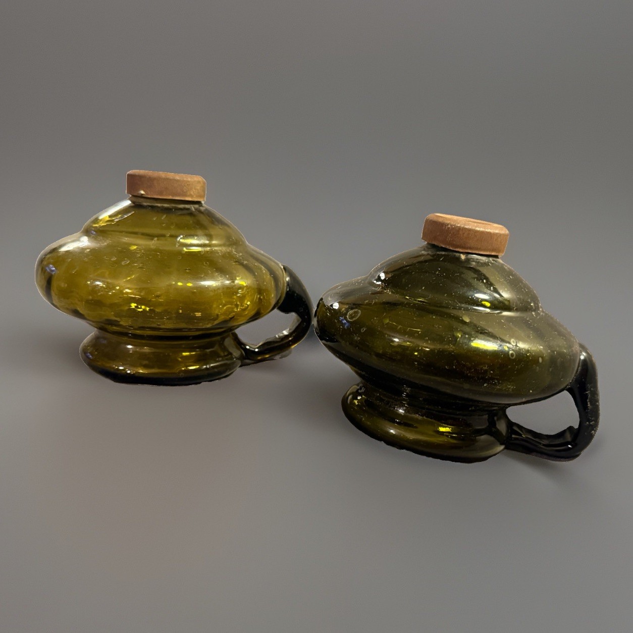 PAIR Antique Hand Blown Glass Lighting Finger Lamp likely stoddard or keene PAIR Antique Hand Blown Glass Lighting Finger Lamp likely stoddard or keene