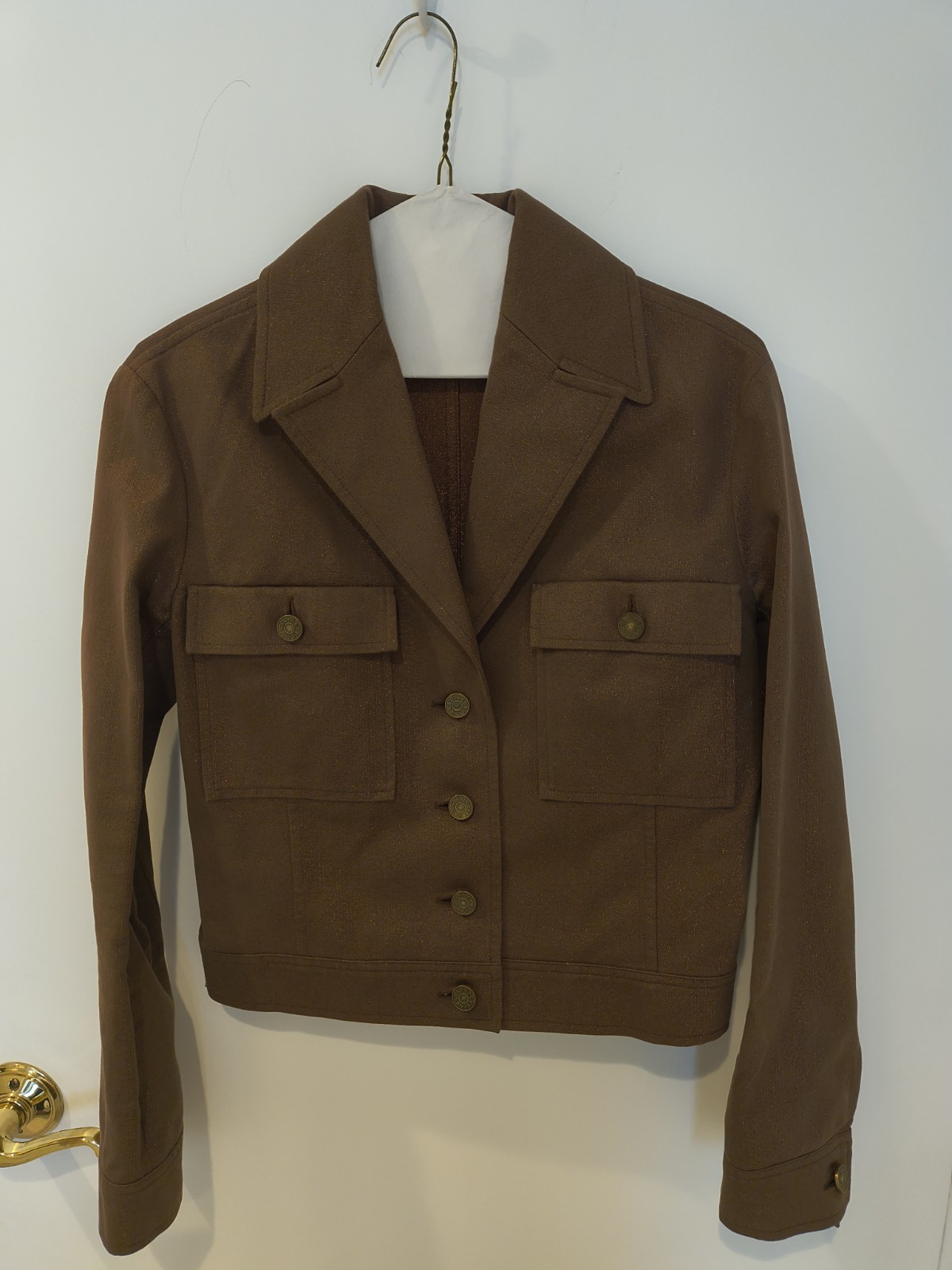 Mint CELINE Short Cotton Metallic Brown Buttoned Jacket size EU 40 or US Medium Mint CELINE Short Cotton Metallic Brown Buttoned Jacket size EU 40 or US Medium