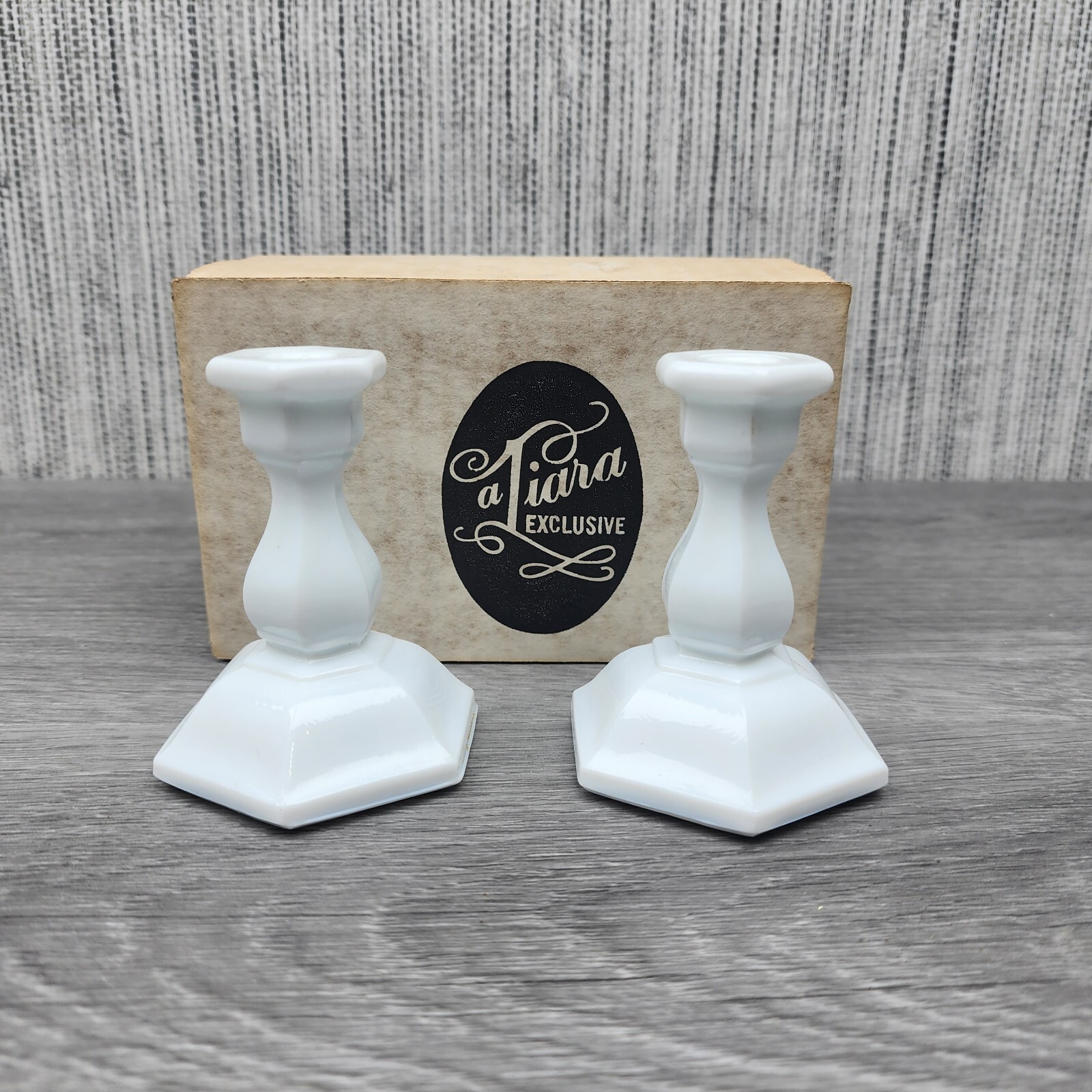 Tiara Milk White Glass Mini Miniature Small 3\ Tiara Milk White Glass Mini Miniature Small 3\