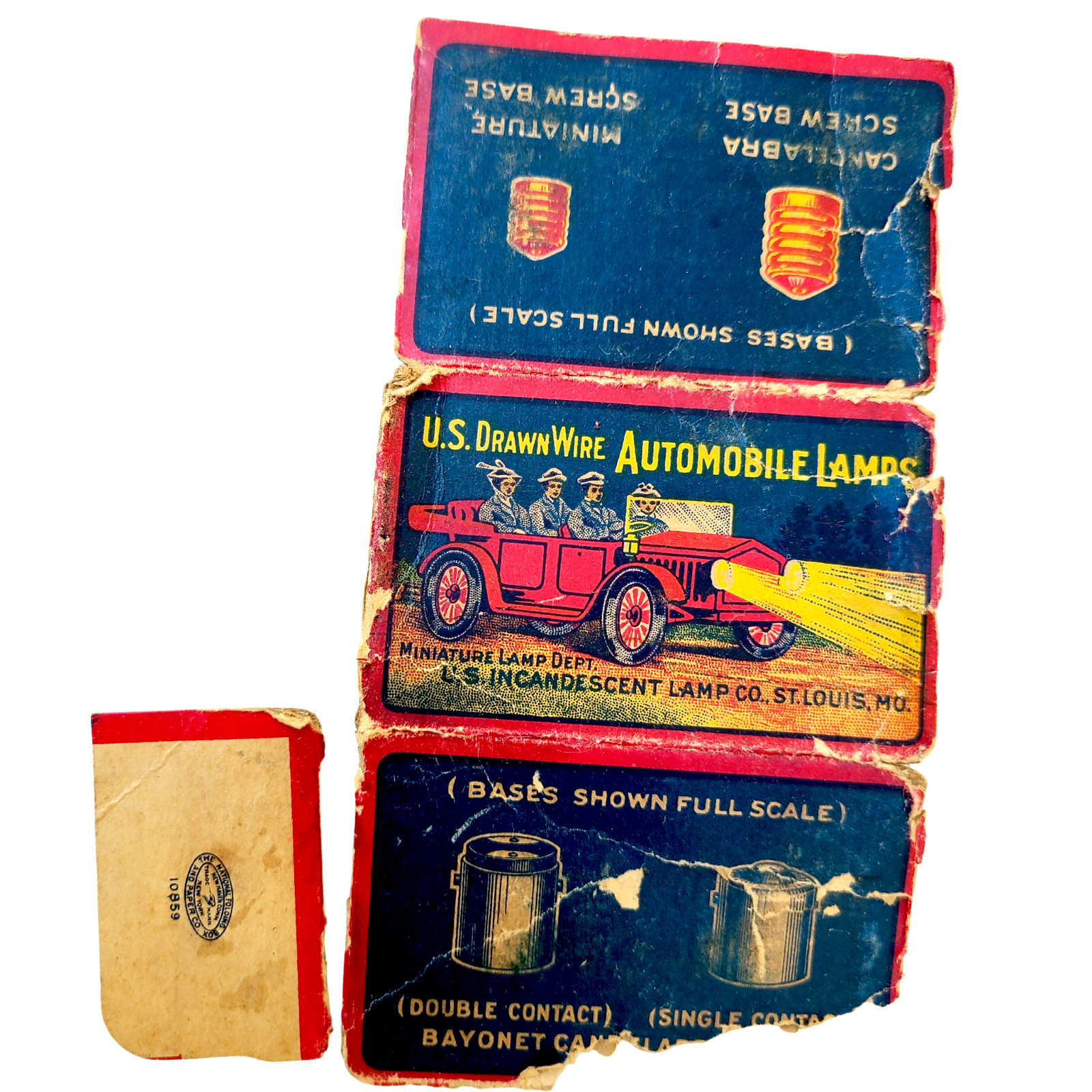 c1905  Antique Auto Lamp Headlamp BOX Light Bulb US Incandesent Lamp Co Vtg