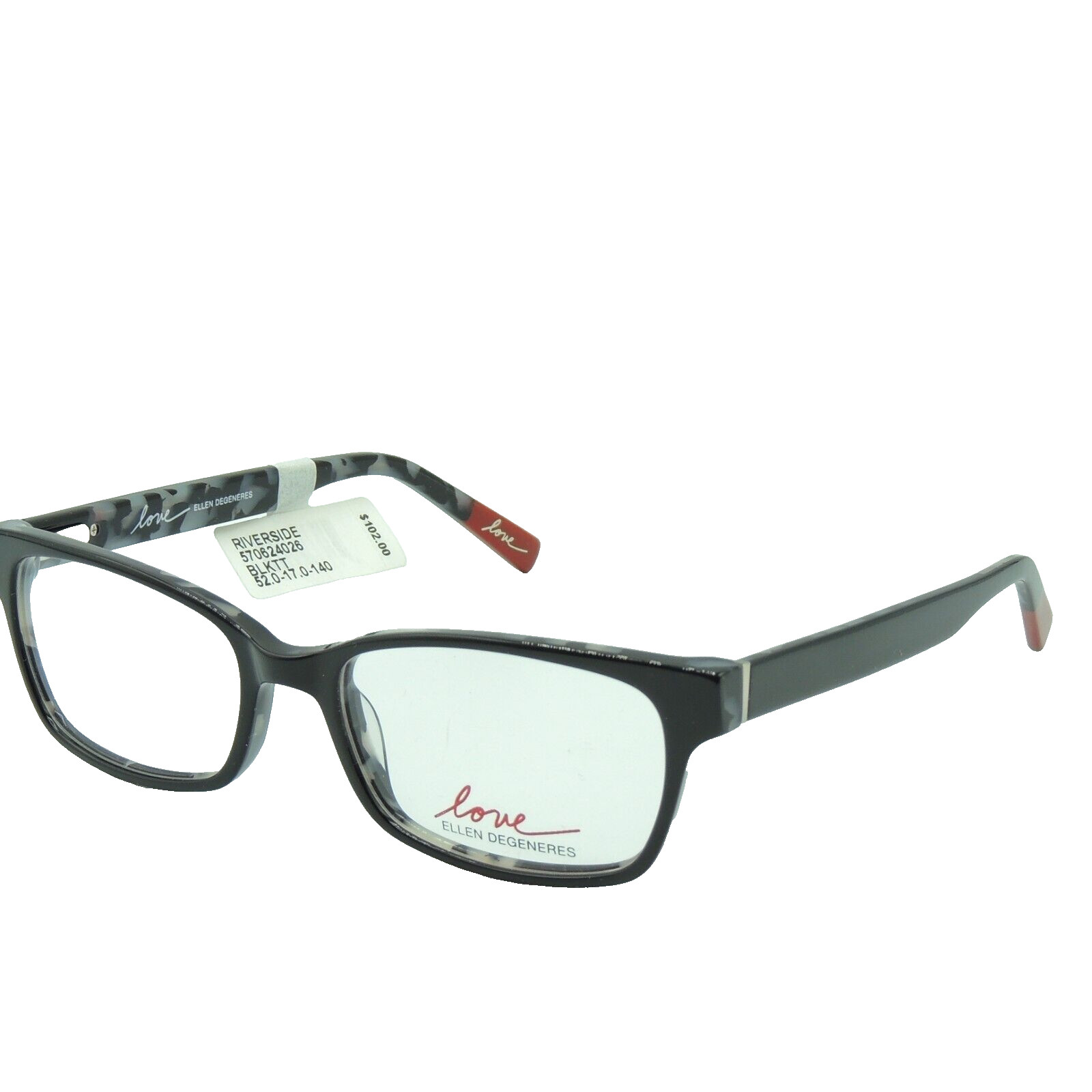 Love Ellen Degeneres Riverside BLKTT Black Tortoise Eyeglass Frame 52 17 140