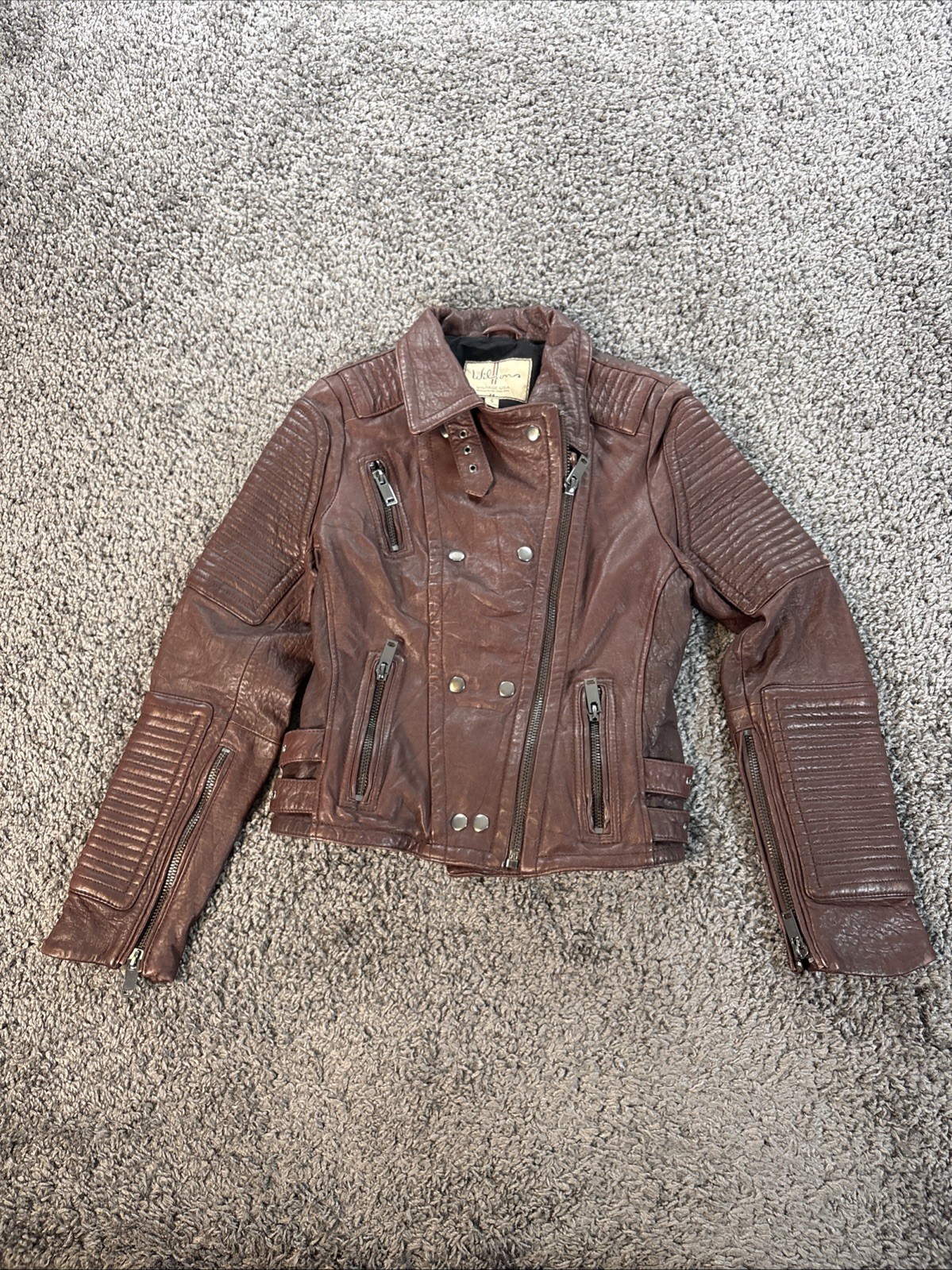 Vtg Wilson’s Leather Jacket Womens Small Brown Biker Moto Full Zip Zipper 90s Vtg Wilson’s Leather Jacket Womens Small Brown Biker Moto Full Zip Zipper 90s