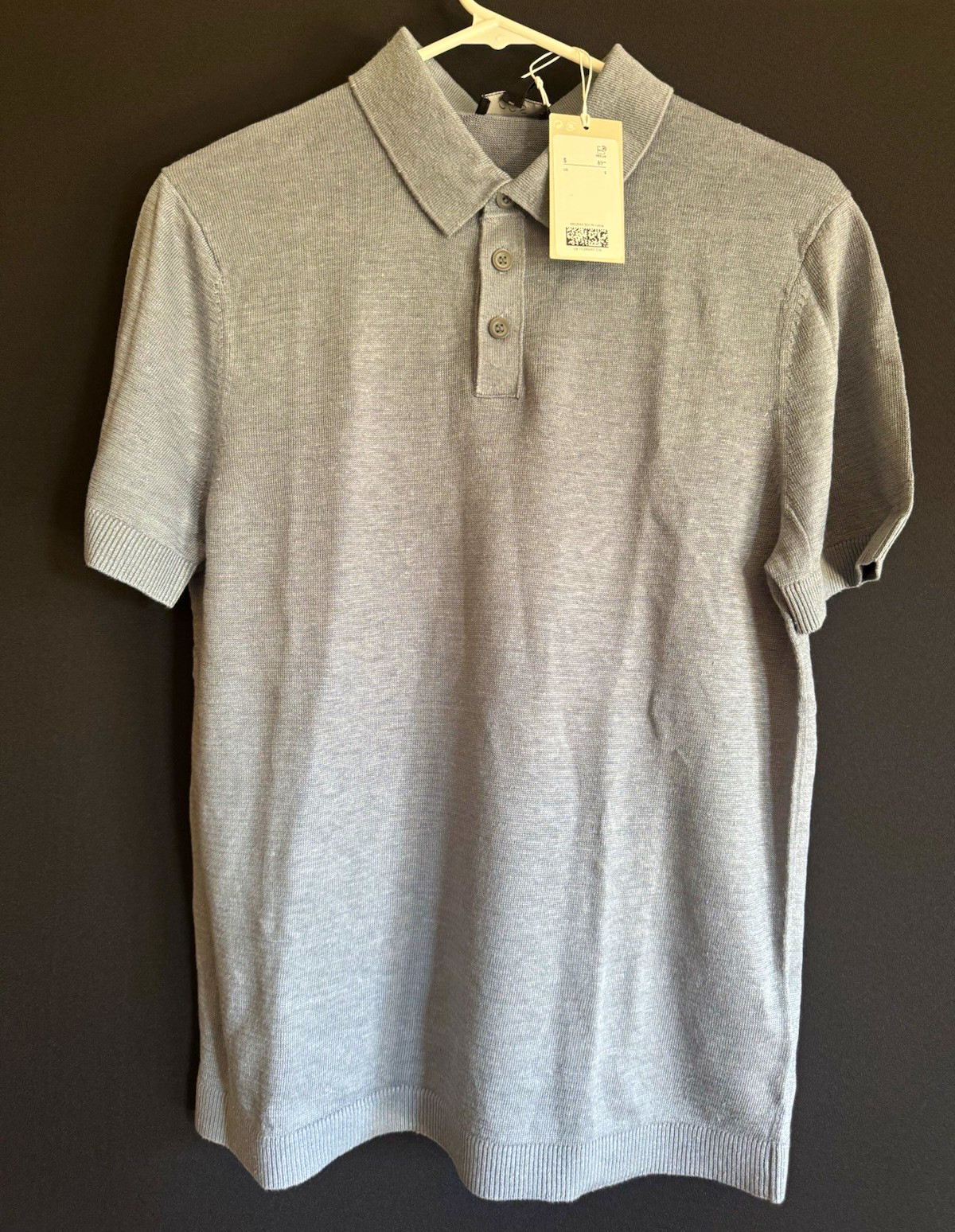 NWT COS Men\'s Knit Linen Short Sleeve Polo Shirt $89 Gray SIZE S NWT COS Men\'s Knit Linen Short Sleeve Polo Shirt $89 Gray SIZE S