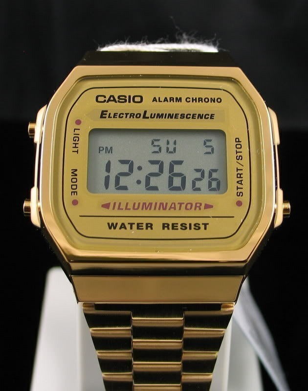 USA MEN'S GOLD TONE STAINLESS STEEL DIGITAL WATCH A168WG USA MEN'S GOLD TONE STAINLESS STEEL DIGITAL WATCH A168WG