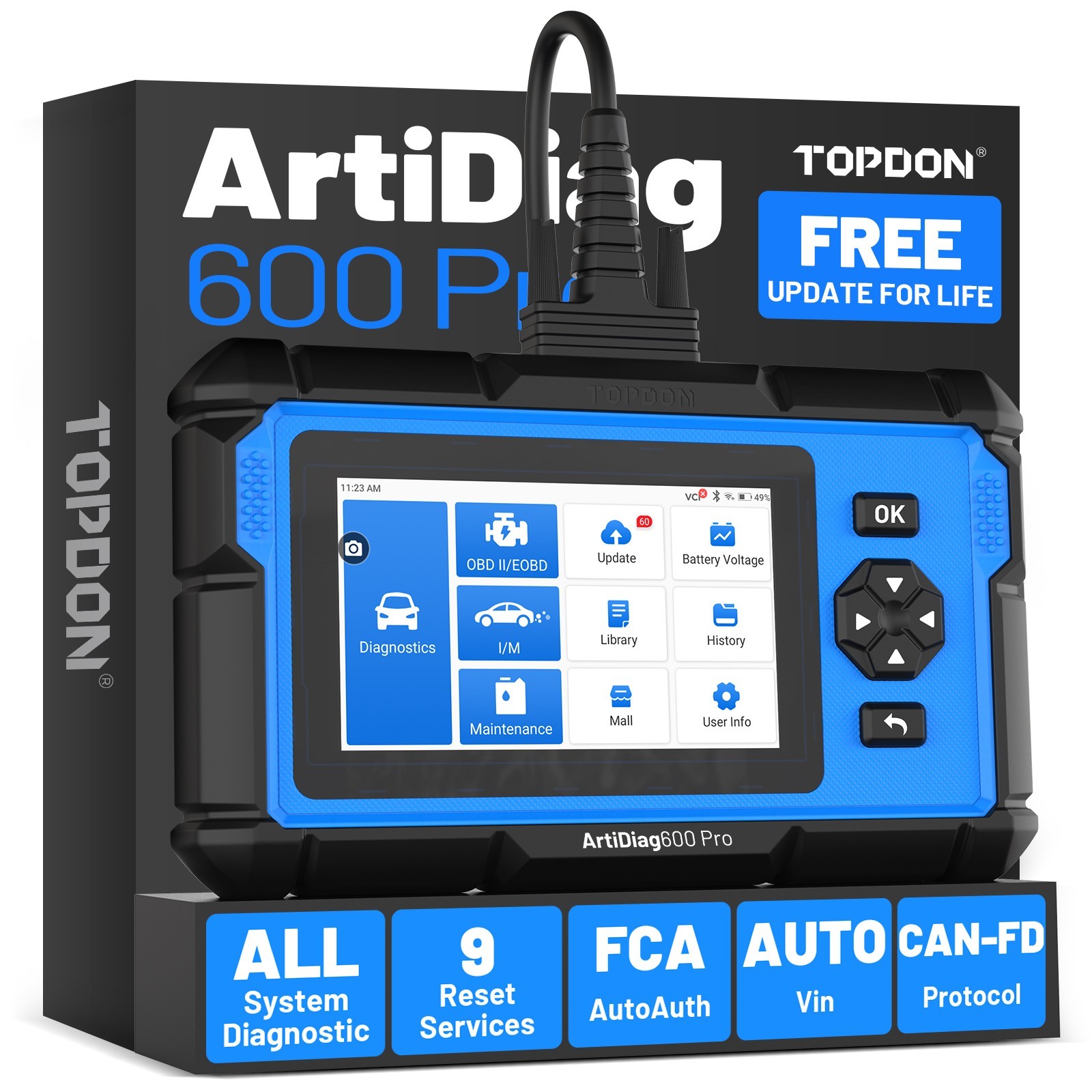 🔥2026 TOPDON ArtiDiag 600Pro All Systems Scan Tool Upgraded Version Free Update