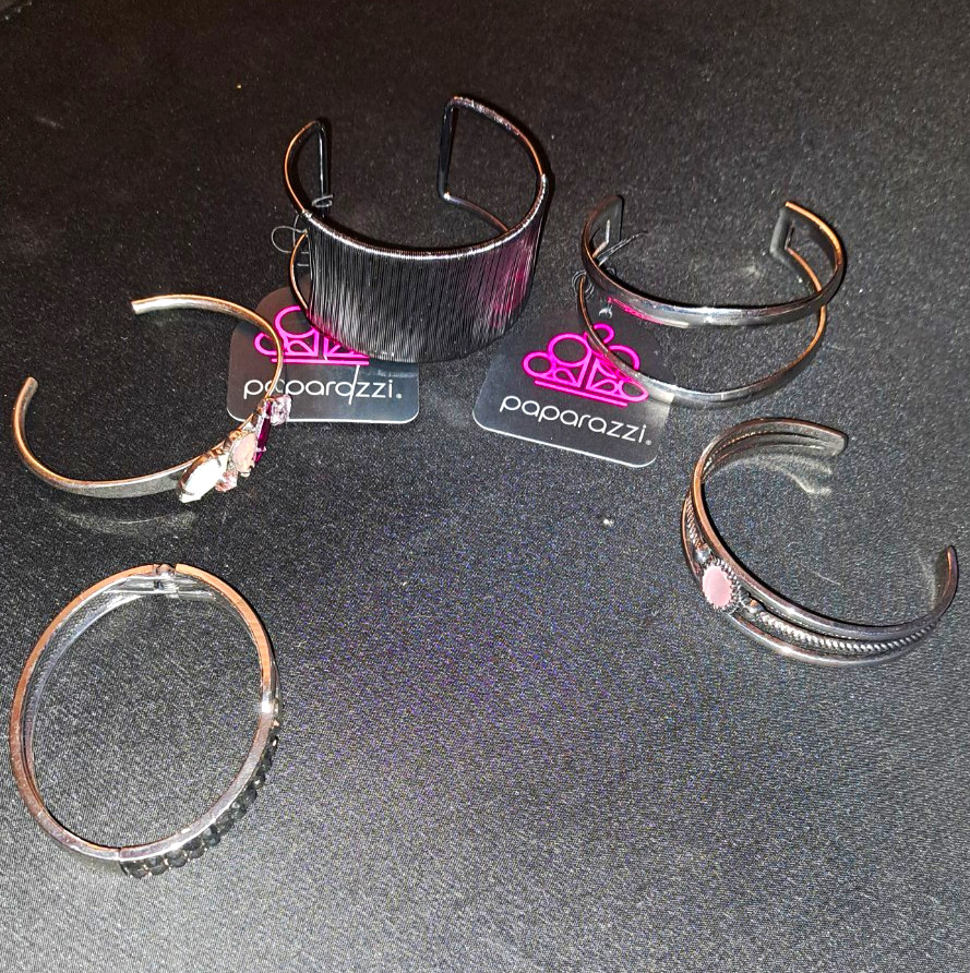 Paparazzi 5pc Mixed Lot Fashion Jewelry Bracelets & Bangles Silver Pink
