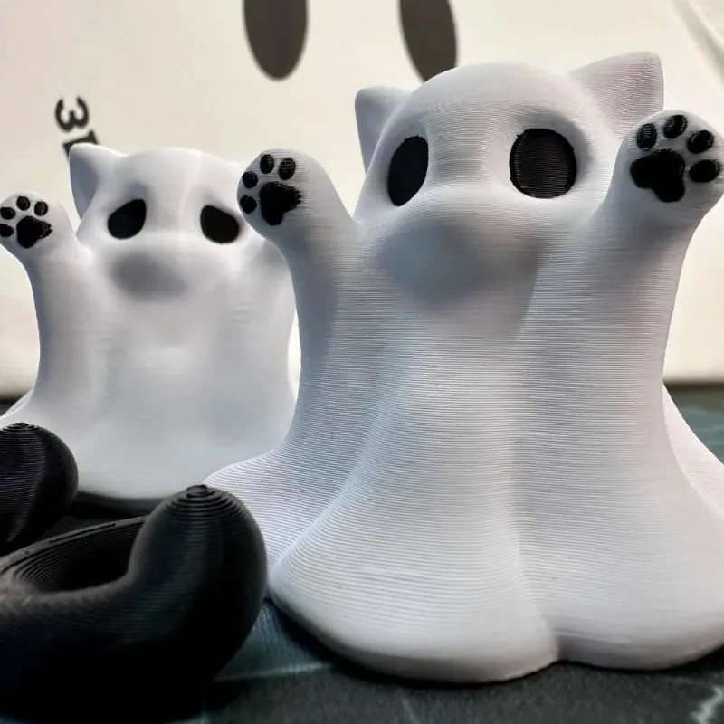 Mini Cat Ghost Ornament Cute Halloween Decor Spooky Desktop Figurine Home Office Mini Cat Ghost Ornament Cute Halloween Decor Spooky Desktop Figurine Home Office
