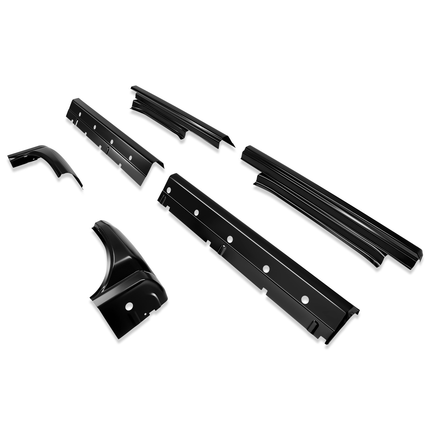Fit 14-19 Silverado Sierra Crew Cab Black Pair of Slip-On Outer Rocker Panel