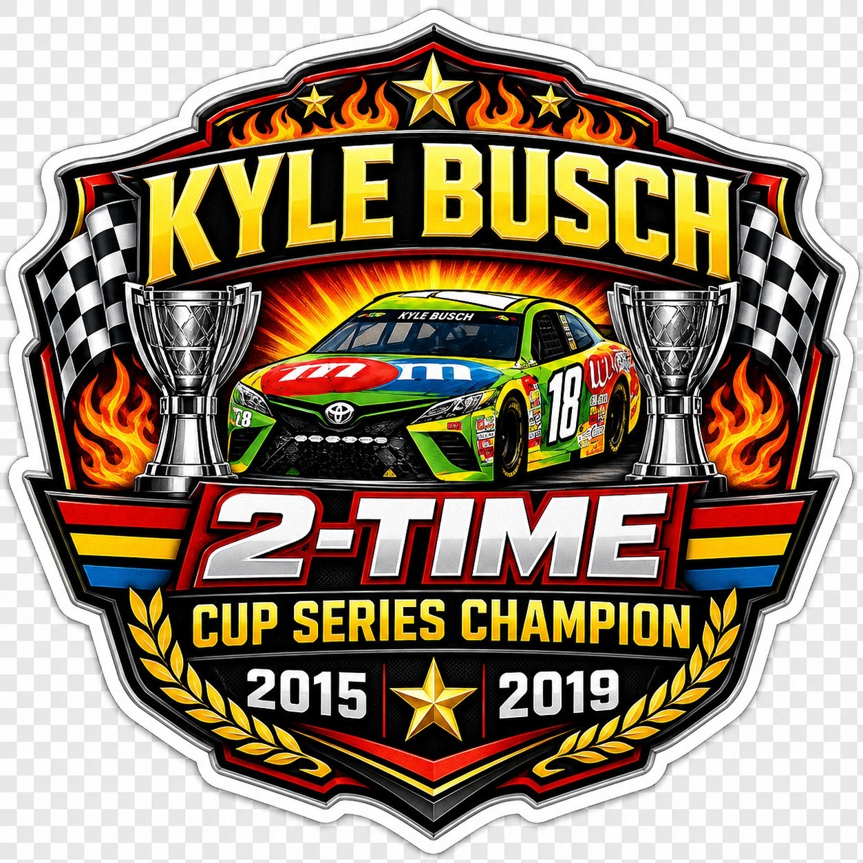 2015 2019 Kyle Busch 2-Time Cup Series Champion Sticker 4 Inch Decal NASCAR Fan