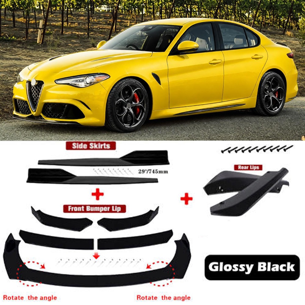 For Alfa Romeo Giulia Front Bumper Lip Chin Spoiler Body Kit Side Skirt Rear Lip