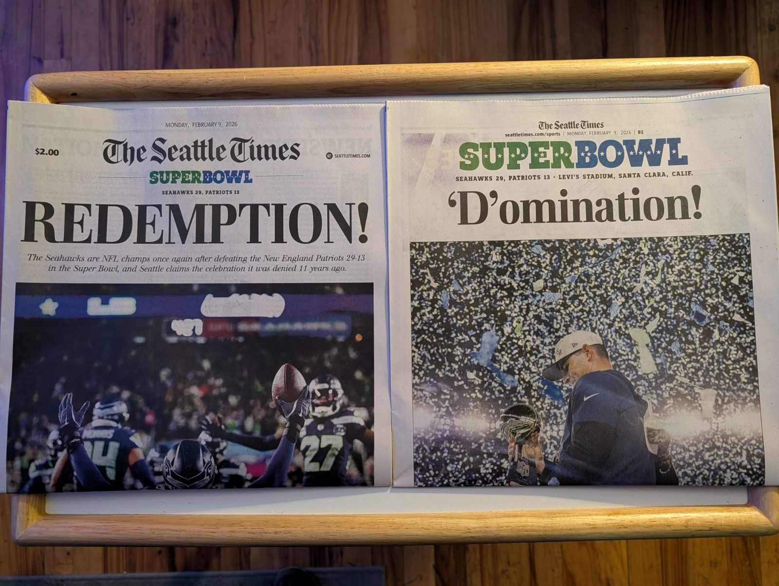 Seattle Seahawks 2.9.2026 Seattle Times Edition Superbowl LX Champions Rare Seattle Seahawks 2.9.2026 Seattle Times Edition Superbowl LX Champions Rare