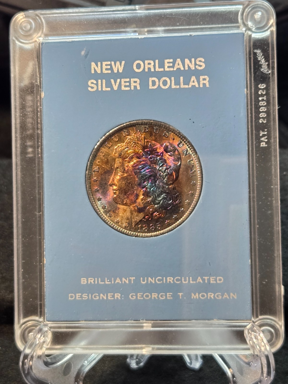 1885 O Morgan Silver Dollar Beautifully 🌈 Toned Example in Old Capitol Holder